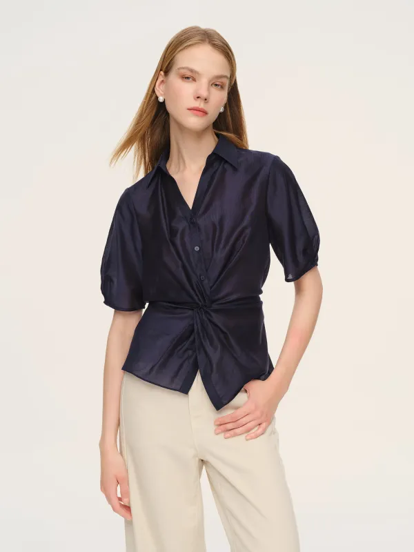 Tencel Blend Twist Front Women Blouse made by Goelia