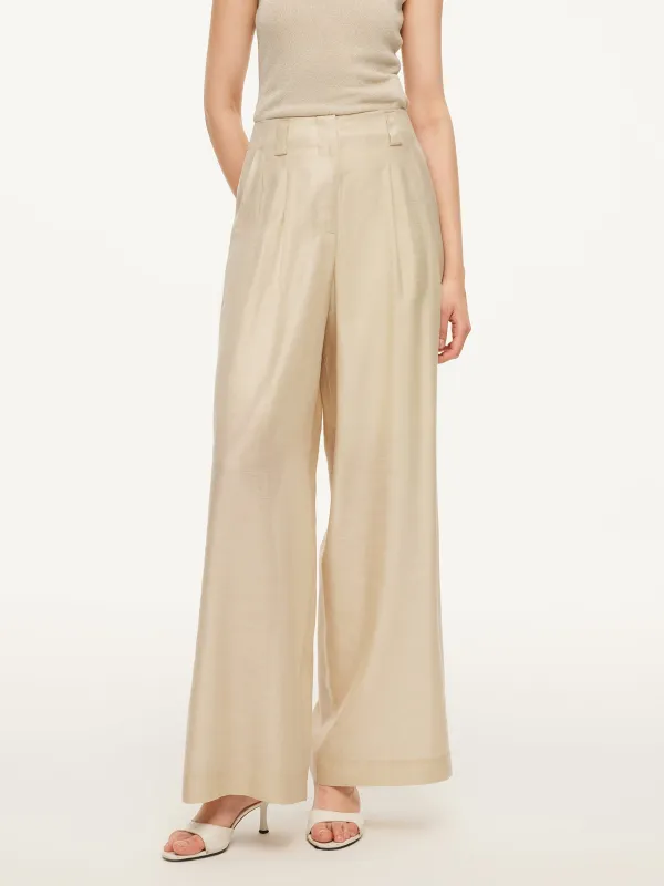 Tencel Acetate Linen Blend Women Straight Leg Pants sold by Goelia