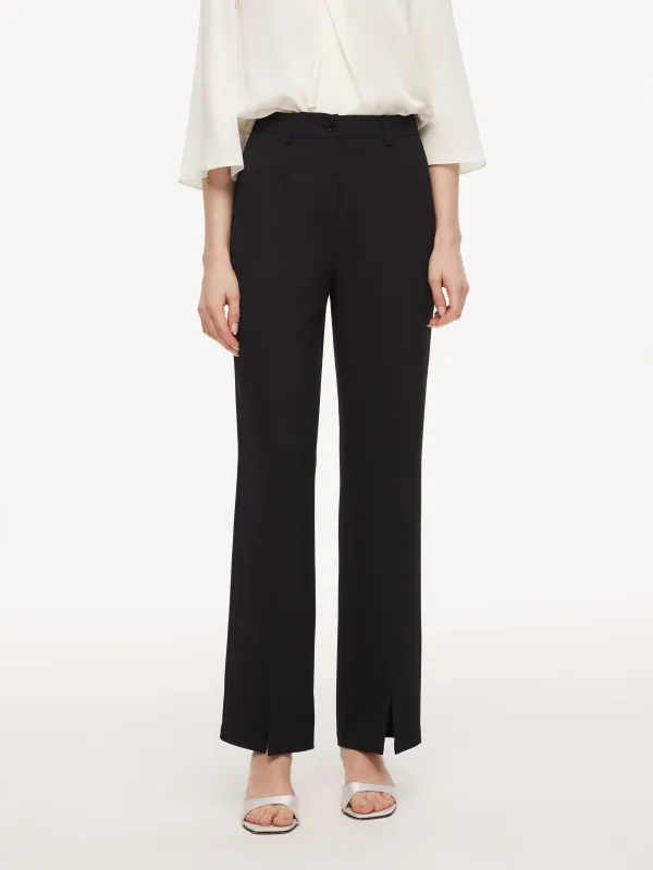 Four-Way Stretch Front Slit Women Micro-Flared Pants made by Goelia