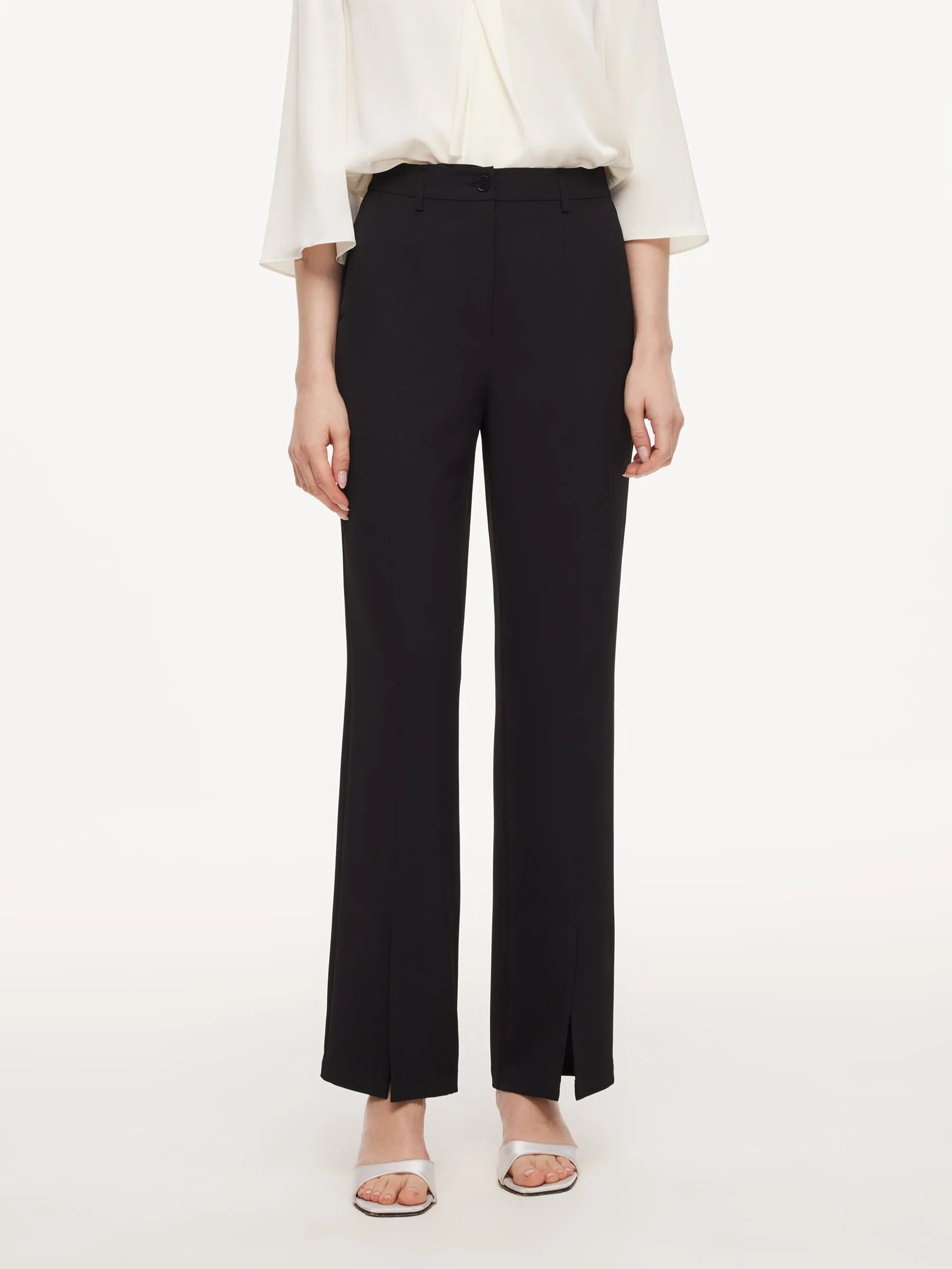Four-Way Stretch Front Slit Women Micro-Flared Pants sold by Goelia