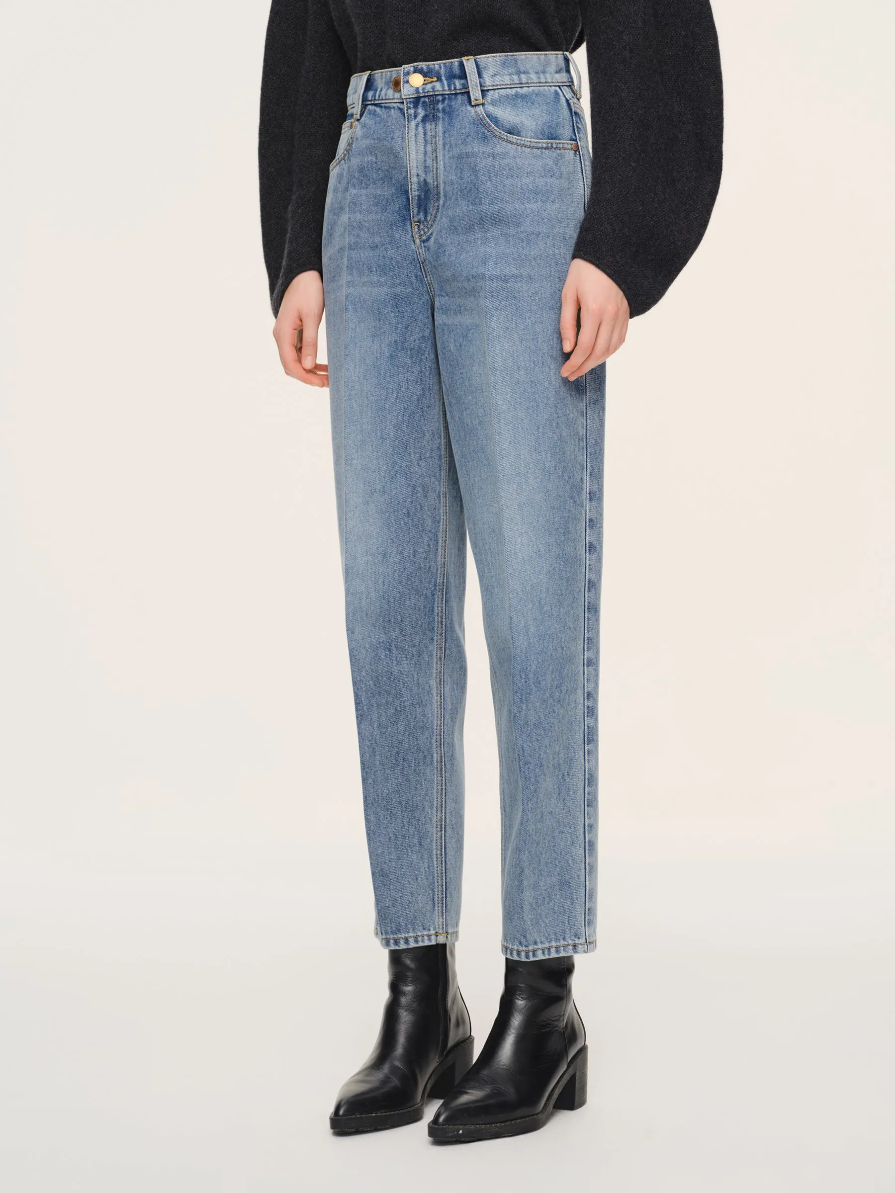 100% Cotton Denim Women Tapered Ankle Jeans sold by Goelia
