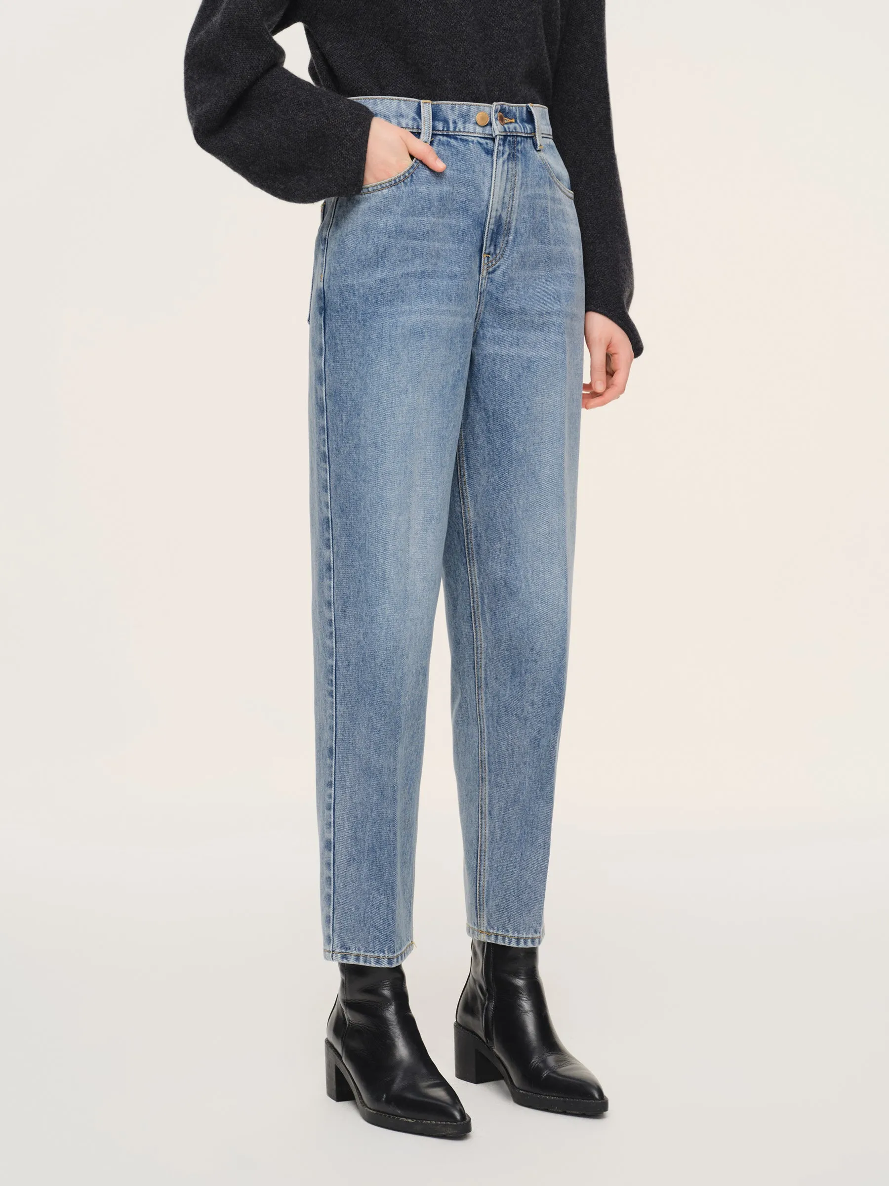 100% Cotton Denim Women Tapered Ankle Jeans sold by Goelia product image thumbnail 5