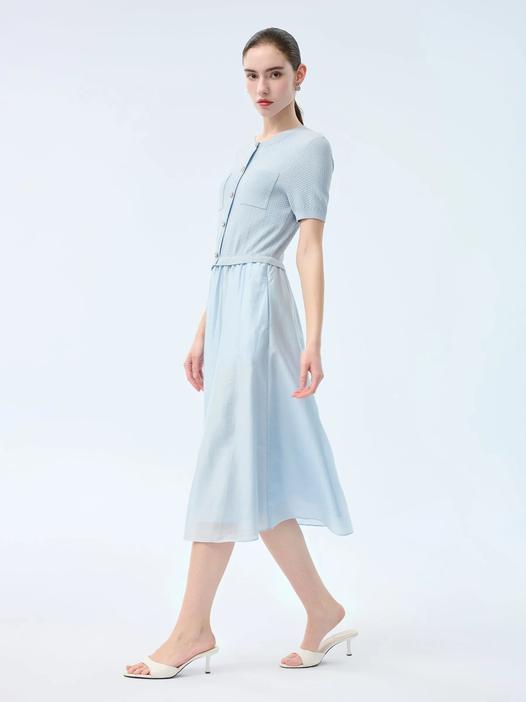 Lyocell Blend Patchwork Women Midi Dress sold by Goelia product image thumbnail 2