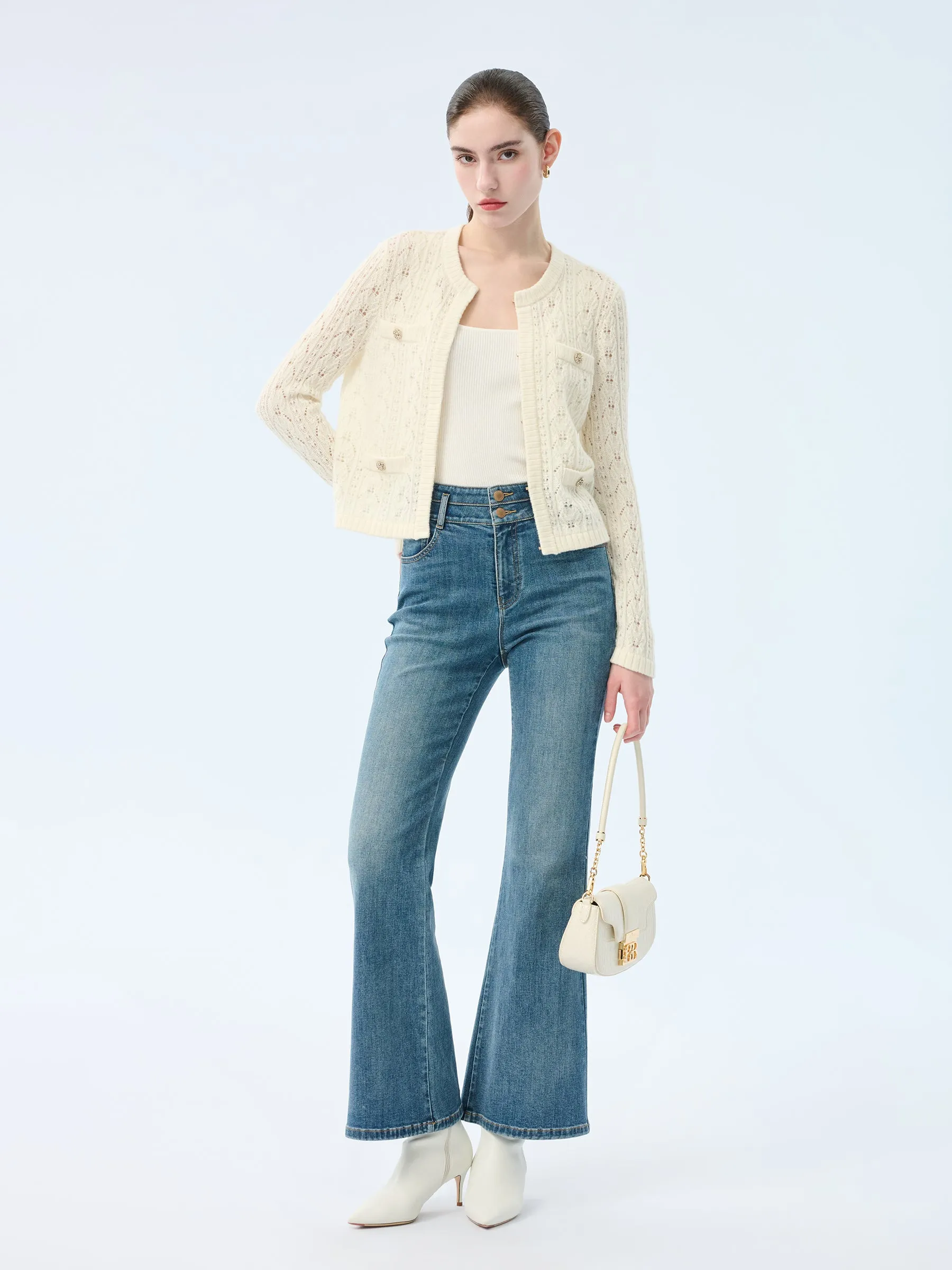 100% Wool Open Knit Women Cardigan sold by Goelia product image thumbnail 2