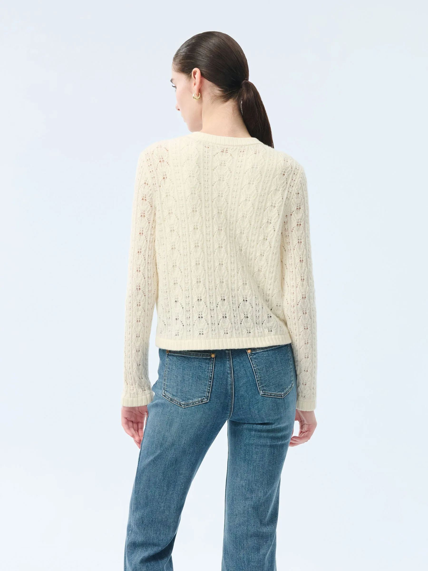 100% Wool Open Knit Women Cardigan sold by Goelia product image thumbnail 3