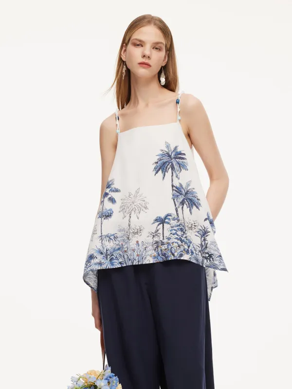 Tencel Linen Blend Floral Printed Women Camisole made by Goelia
