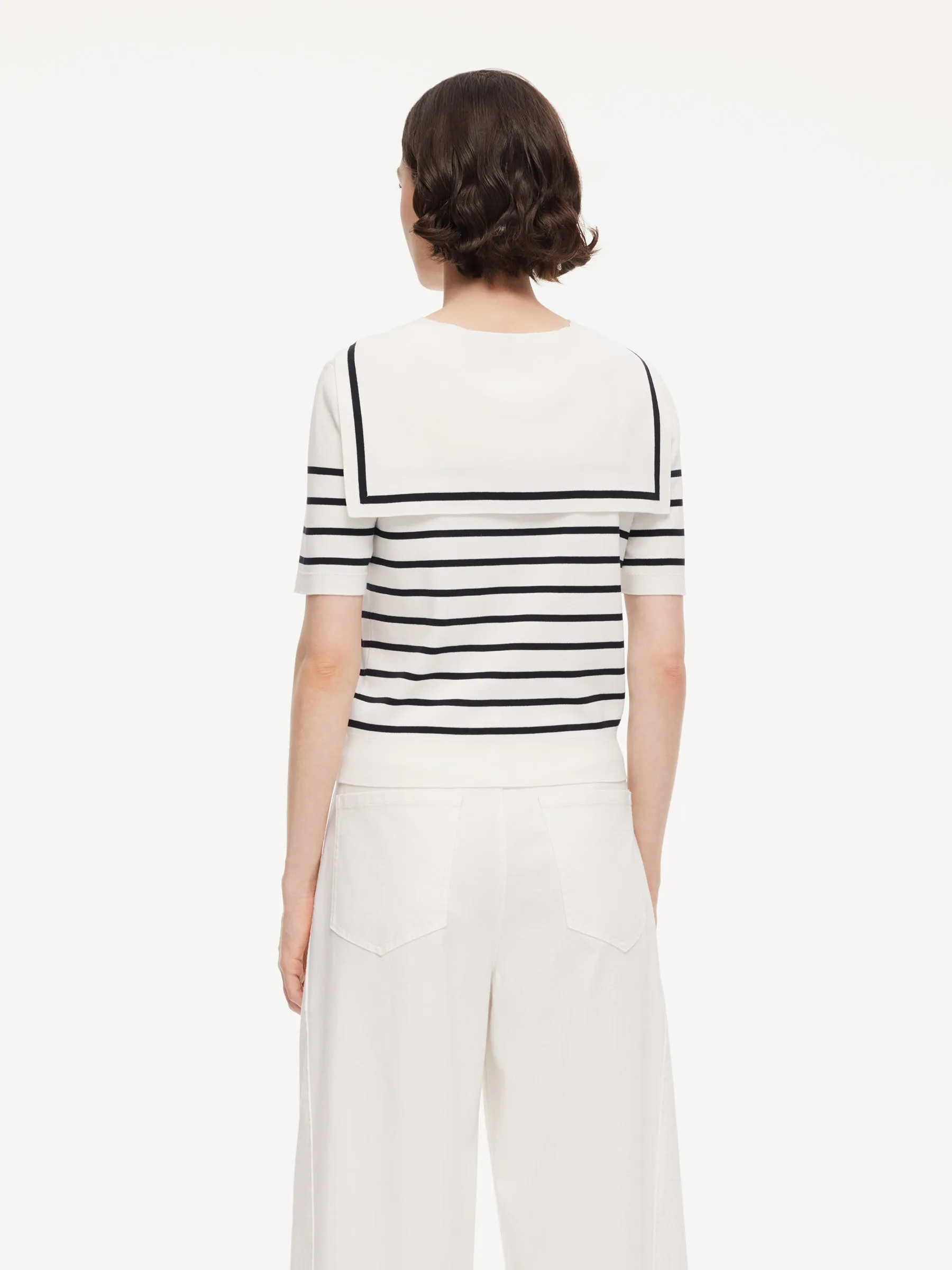Lyocell Blend Stripe Women Knit Top With Detachable Sailor Collar sold by Goelia product image thumbnail 3