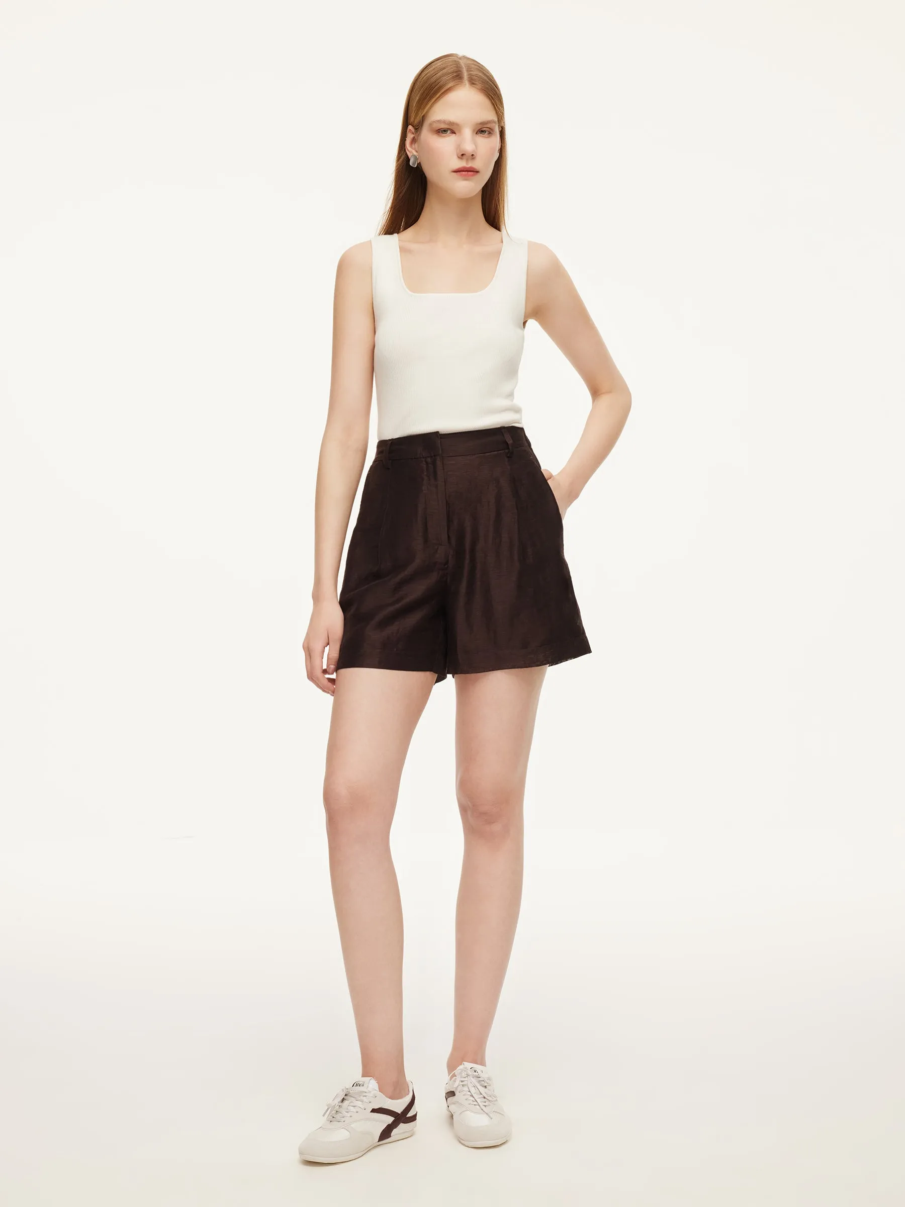 Tencel Linen Blend Women A-Line Shorts sold by Goelia product image thumbnail 3