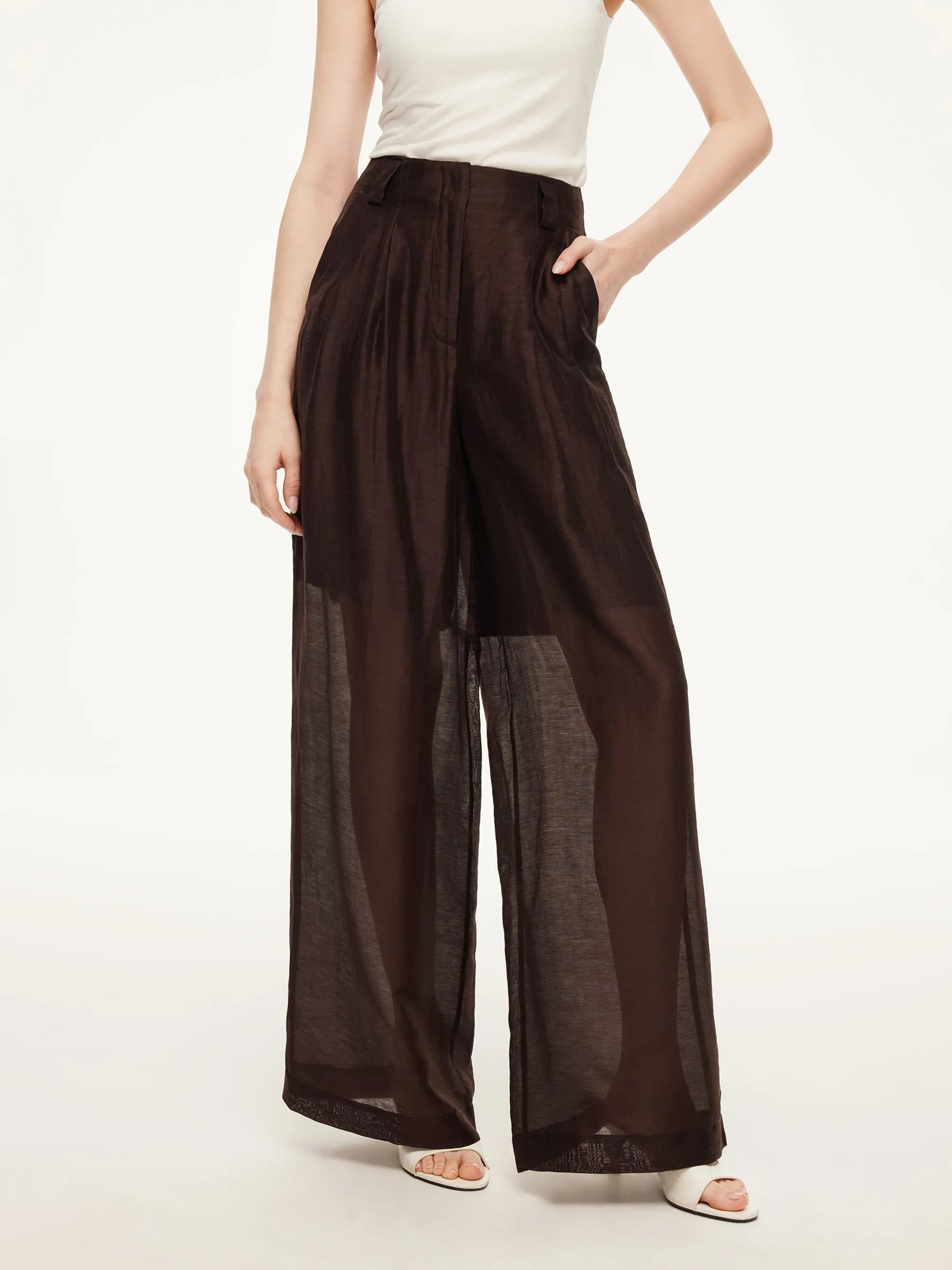 Tencel Linen Blend Women Straight Leg Pants sold by Goelia