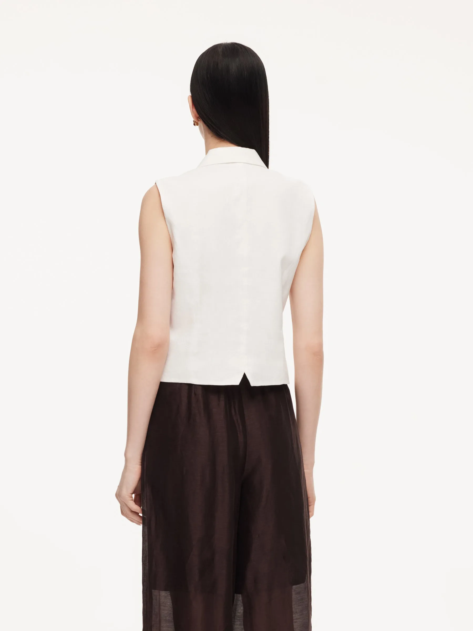 100% Linen Lapel Women V-Neck Vest sold by Goelia product image thumbnail 4