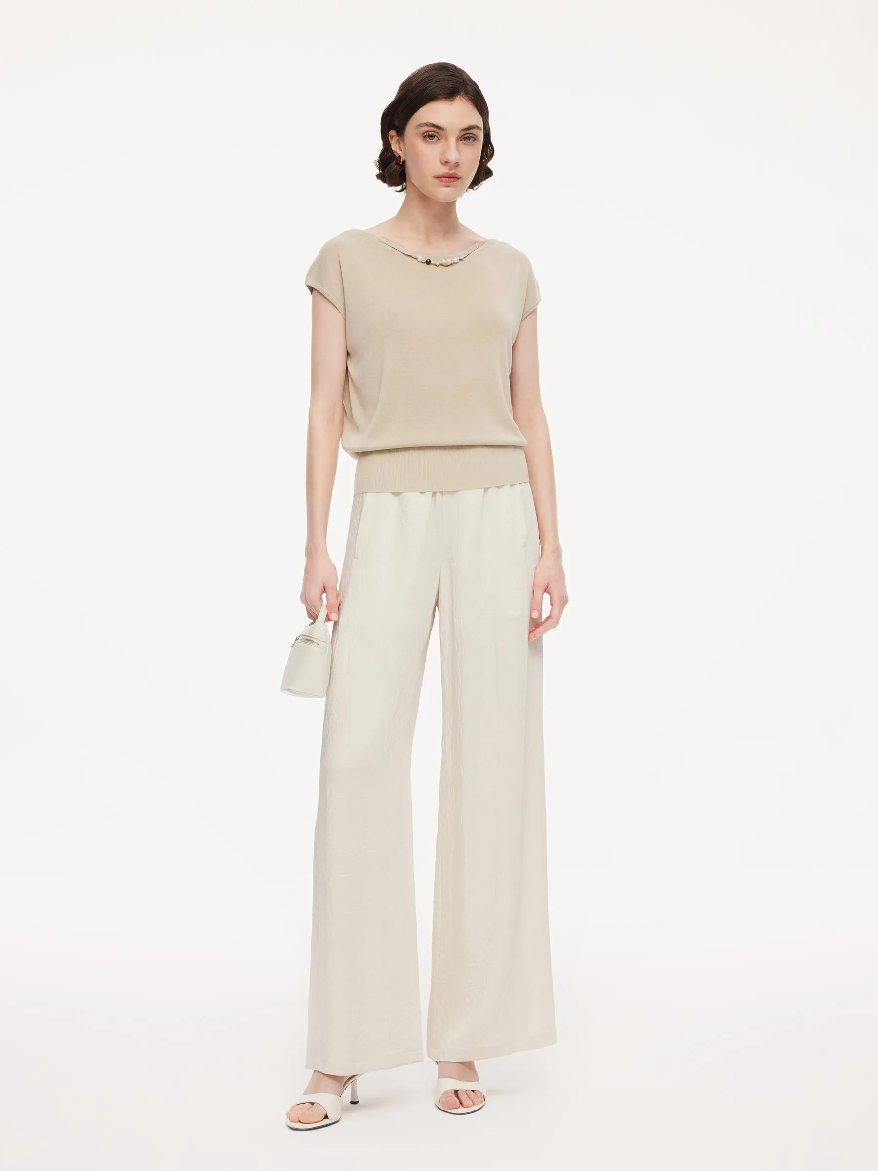 Tencel Mulberry Silk Blend Women Knit Top With Detachable Necklace sold by Goelia product image thumbnail 2