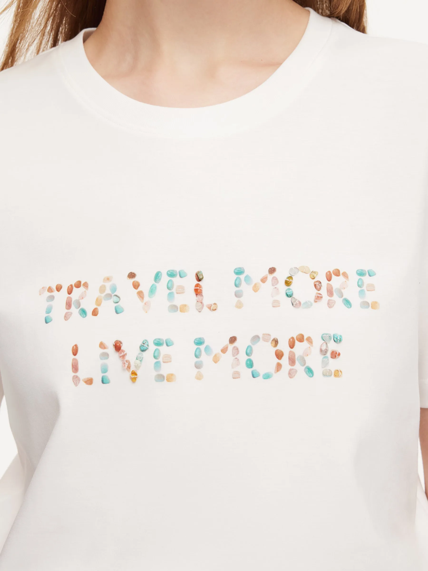 100% Cotton Beaded Letter Women T-Shirt sold by Goelia product image thumbnail 5