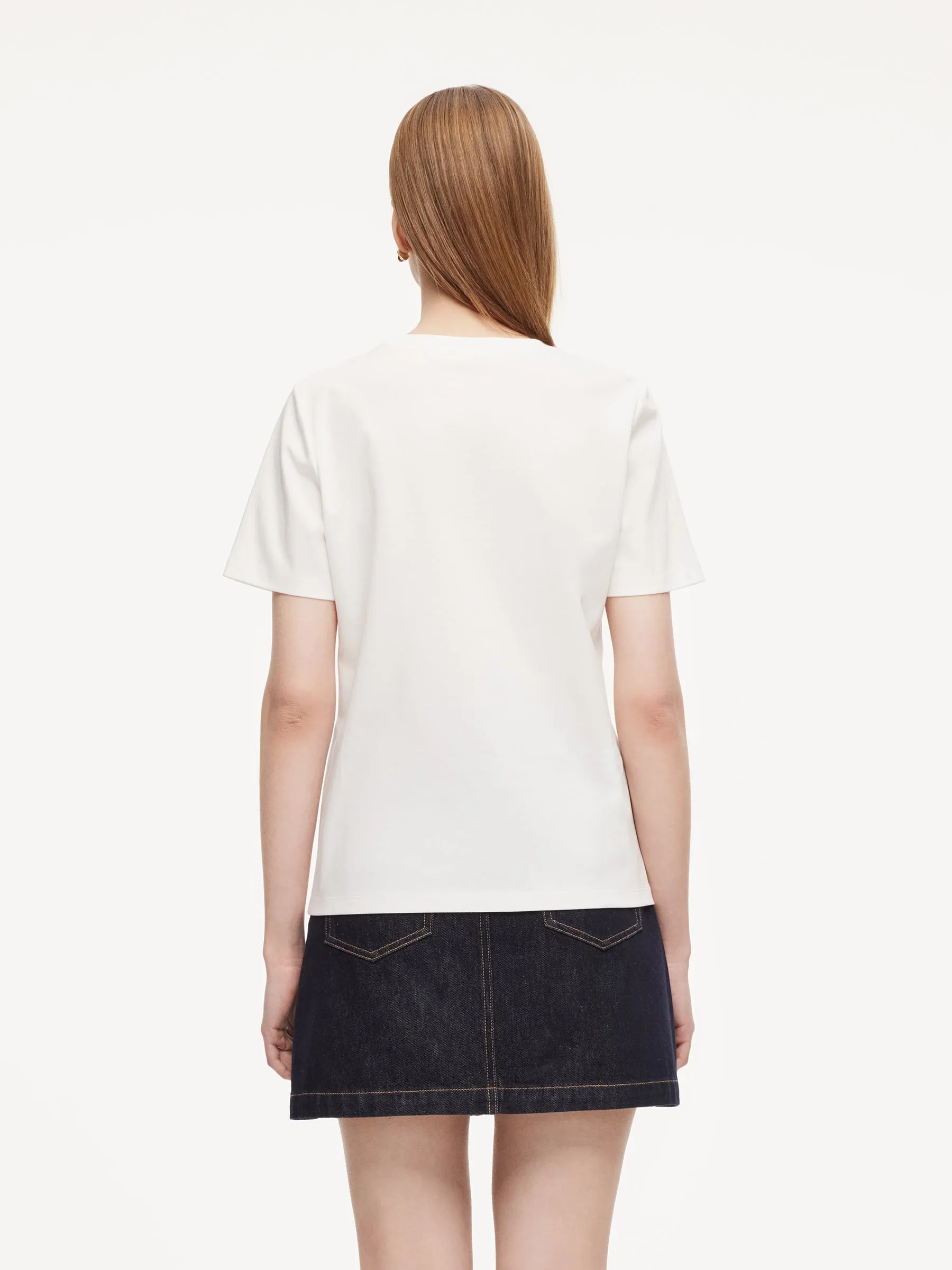 100% Cotton Beaded Letter Women T-Shirt sold by Goelia product image thumbnail 4