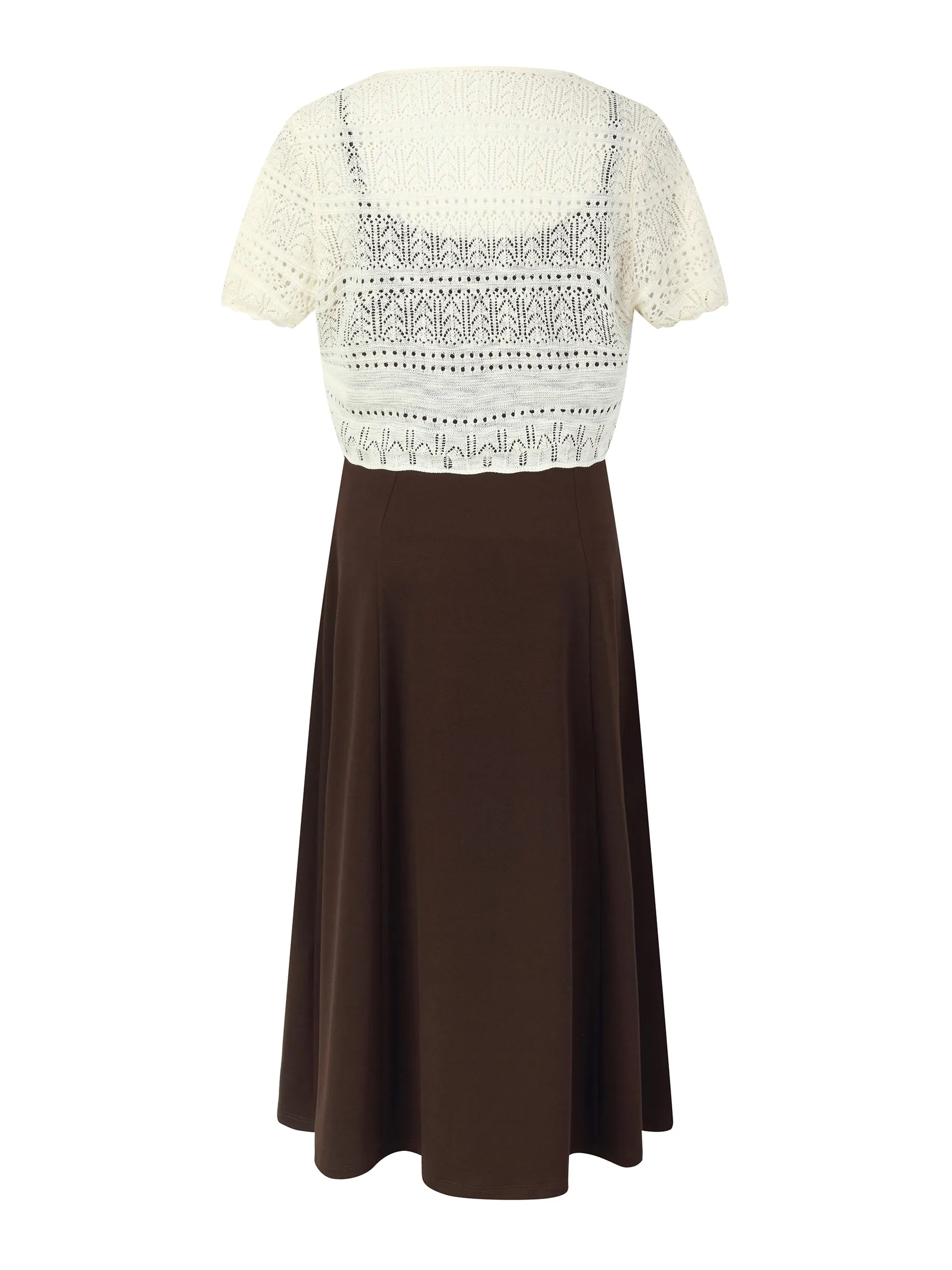 Tie Front Openwork Cardigan And Knit Strap Dress Two-Piece Set sold by Goelia product image thumbnail 2