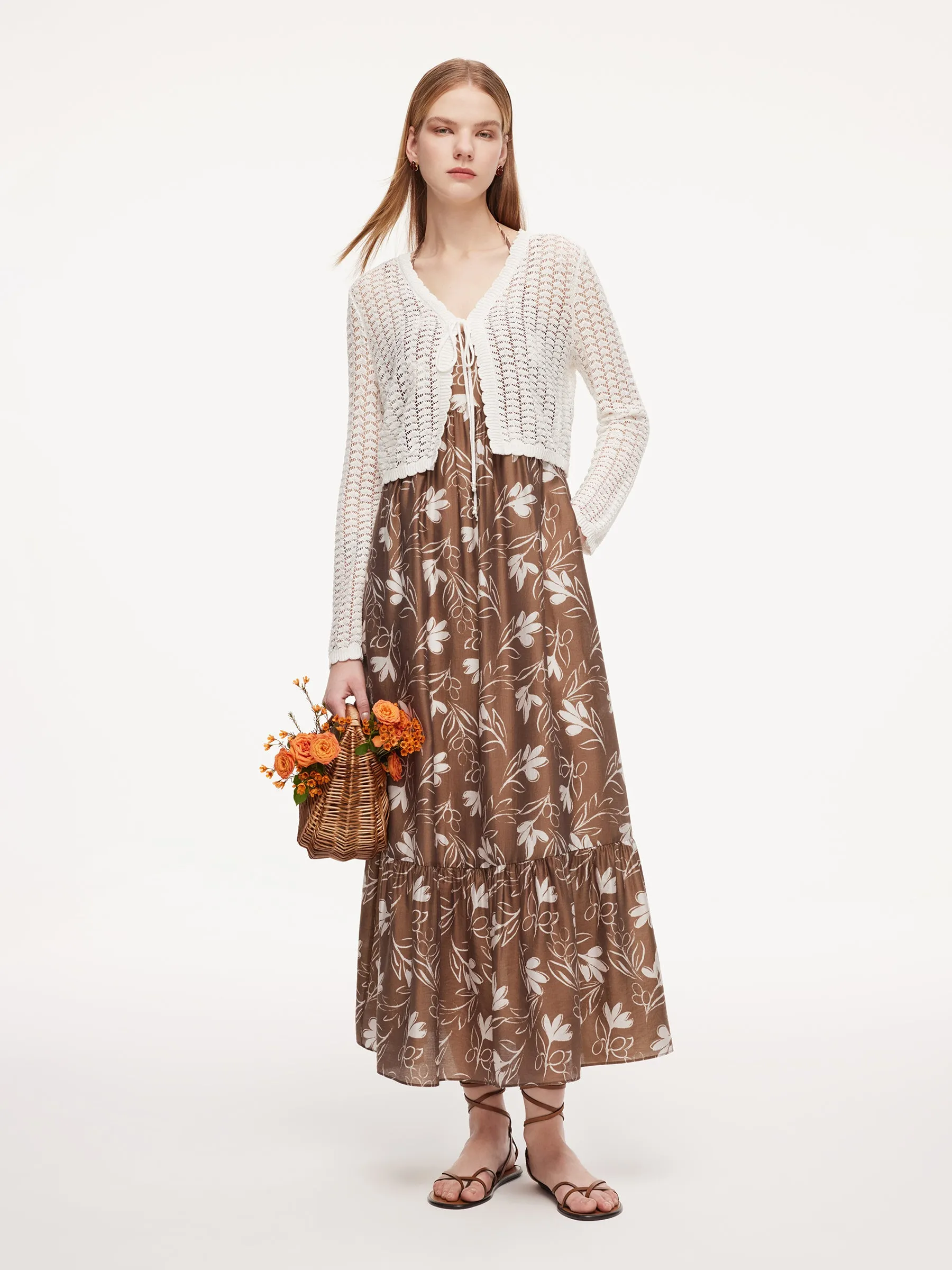 Tencel Blend Floral Print Women Strap Maxi Dress sold by Goelia product image thumbnail 3