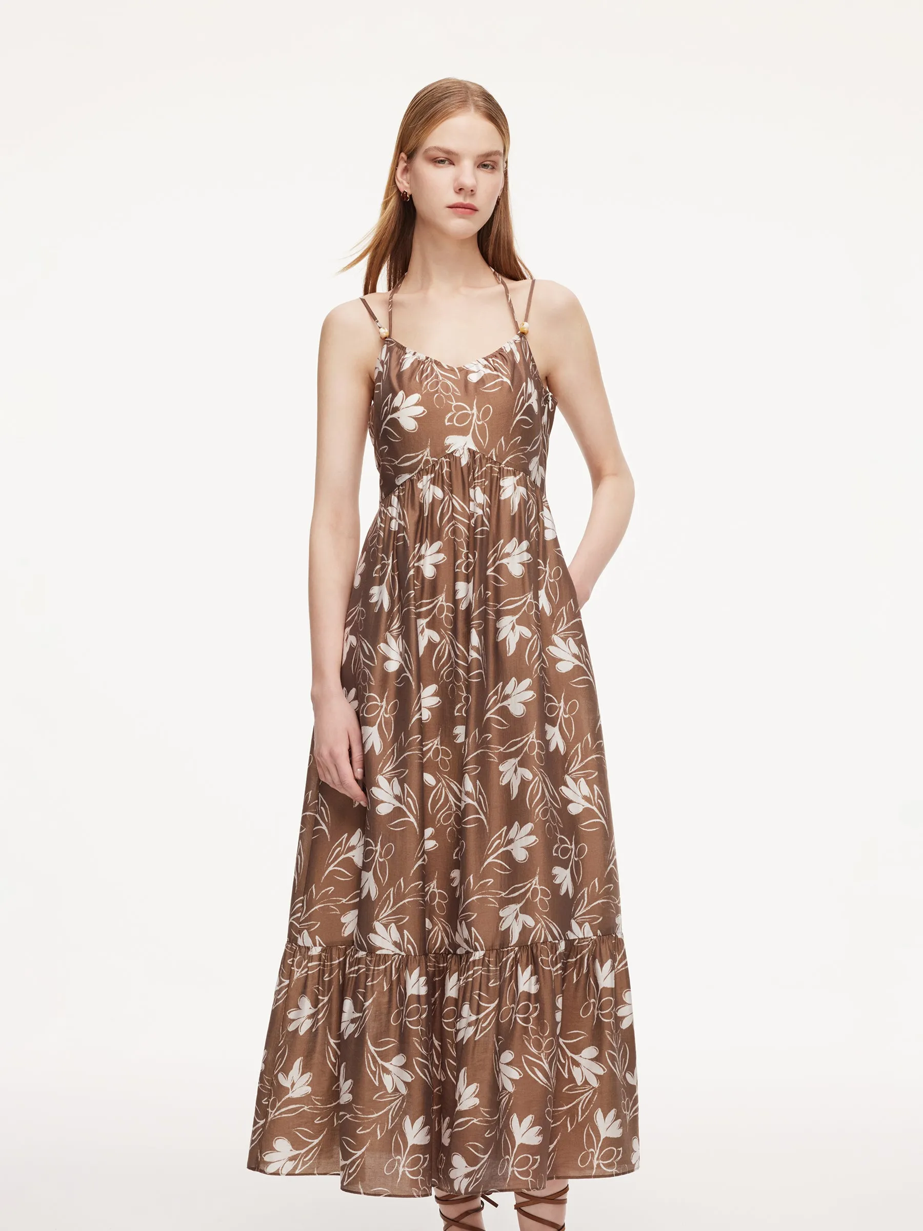 Tencel Blend Floral Print Women Strap Maxi Dress sold by Goelia product image thumbnail 2