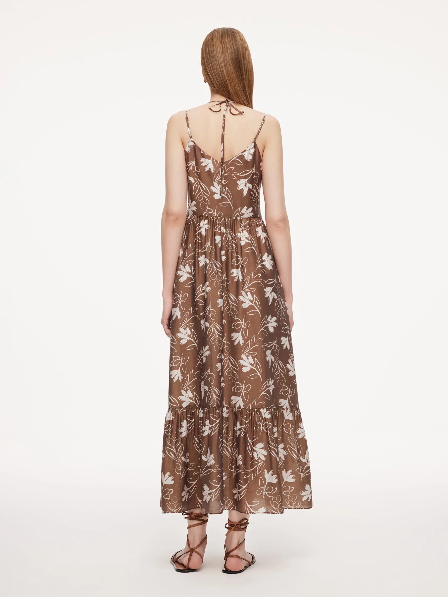 Tencel Blend Floral Print Women Strap Maxi Dress sold by Goelia product image thumbnail 4