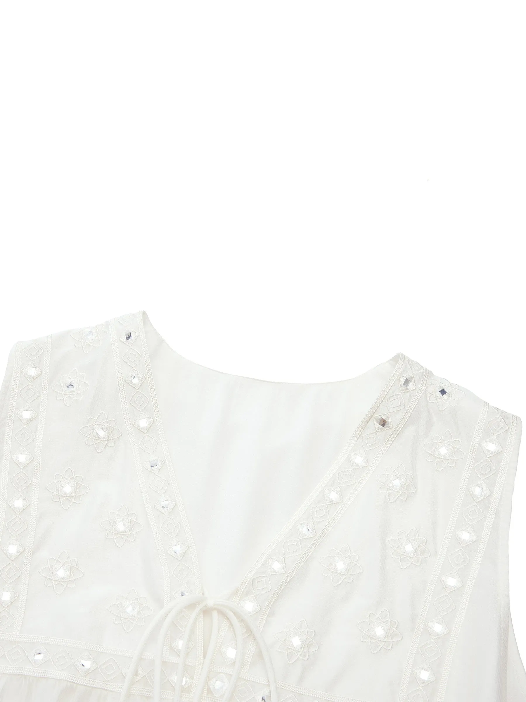 Tencel Blend Embroidered Women Sleeveless Maxi Dress sold by Goelia product image thumbnail 3