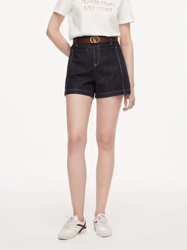 [Preview] 100% Cotton Denim Slimming Seamed Women Shorts With Belt made by Goelia