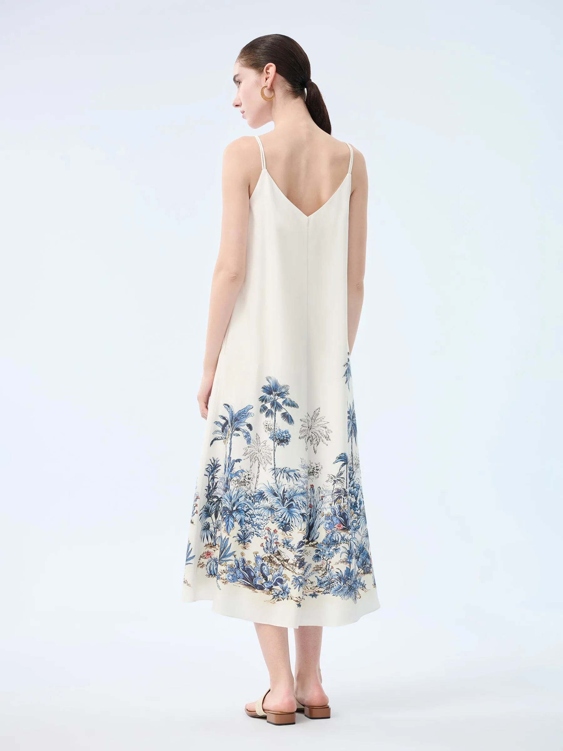 Tencel Linen Blend Floral Print Women Strap Maxi Dress sold by Goelia product image thumbnail 3