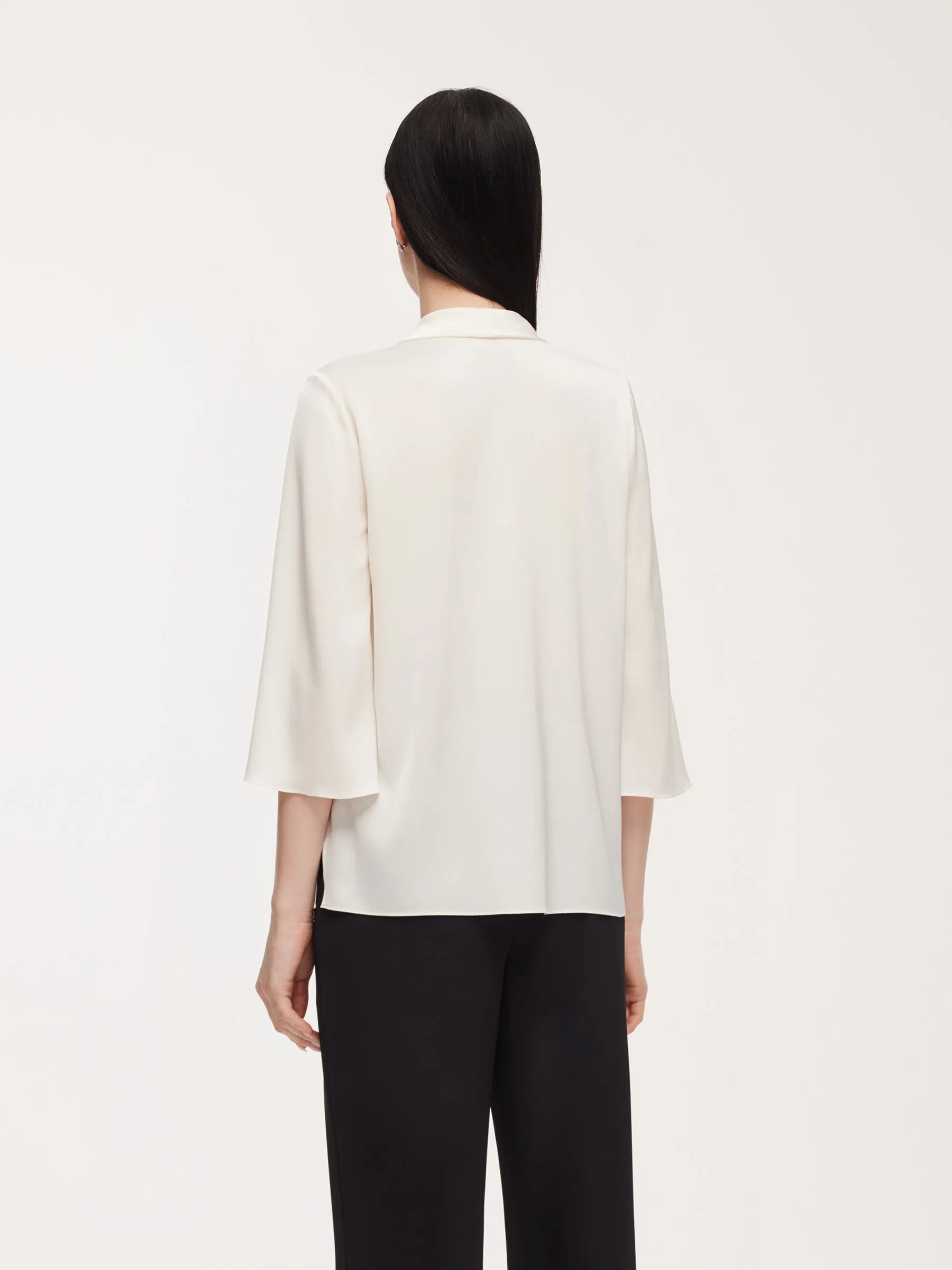 22MM Mulberry Silk Tie Neck Women 3/4 Sleeve Blouse sold by Goelia product image thumbnail 3