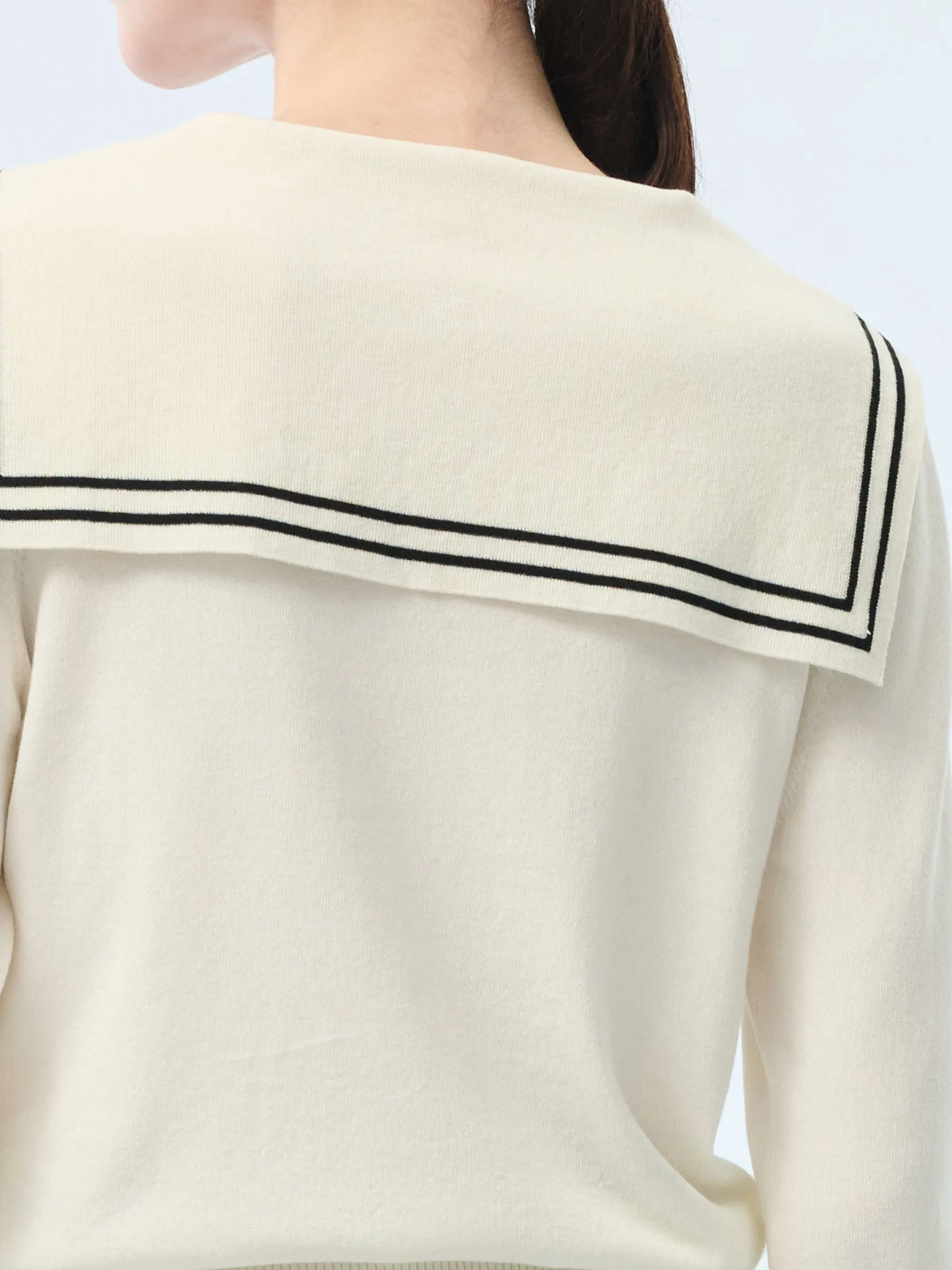 Tencel Blend Sailor Collar Women Knit Top sold by Goelia product image thumbnail 4