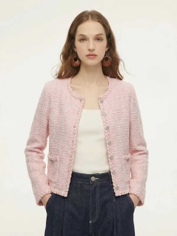 Round Neck Single-Breasted Women Textured Cardigan made by Goelia