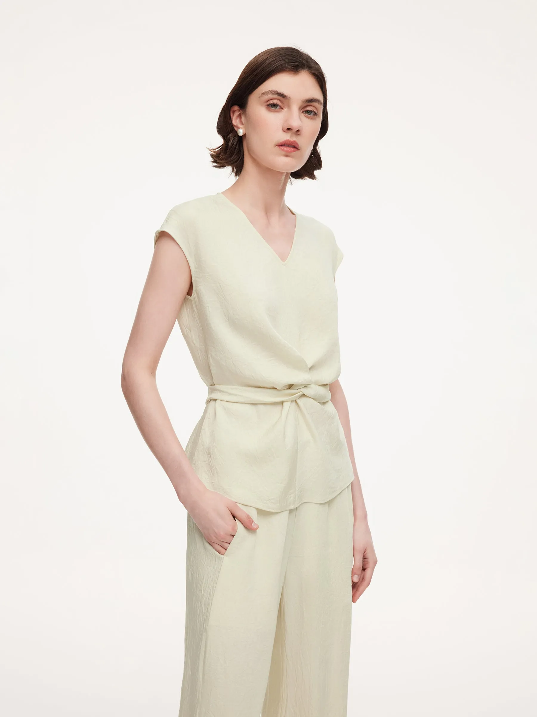 100% Acetate Back Tie Women Cap Sleeve Top sold by Goelia product image thumbnail 4