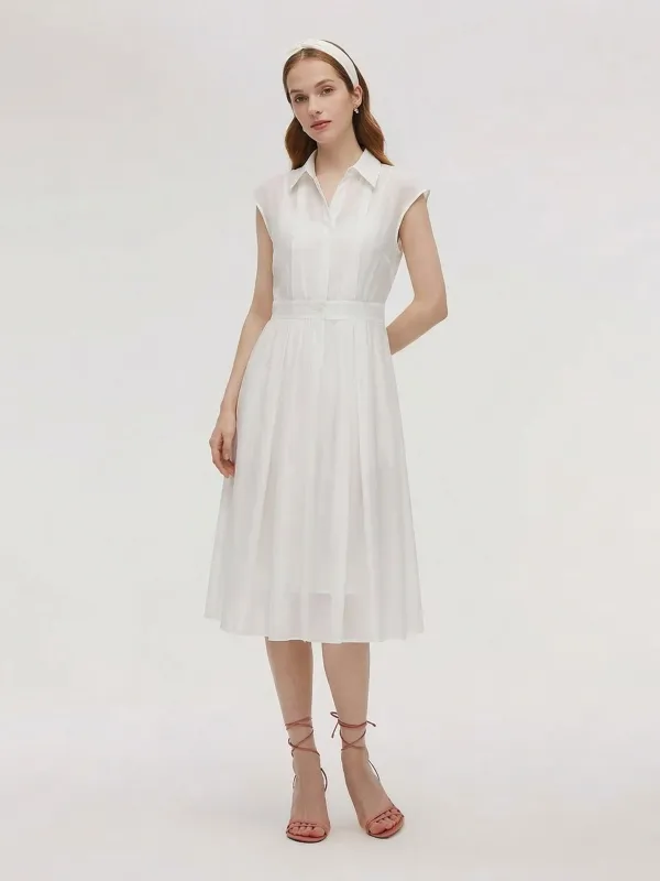 Tencel Acetate Blend Women Midi Shirt Dress made by Goelia