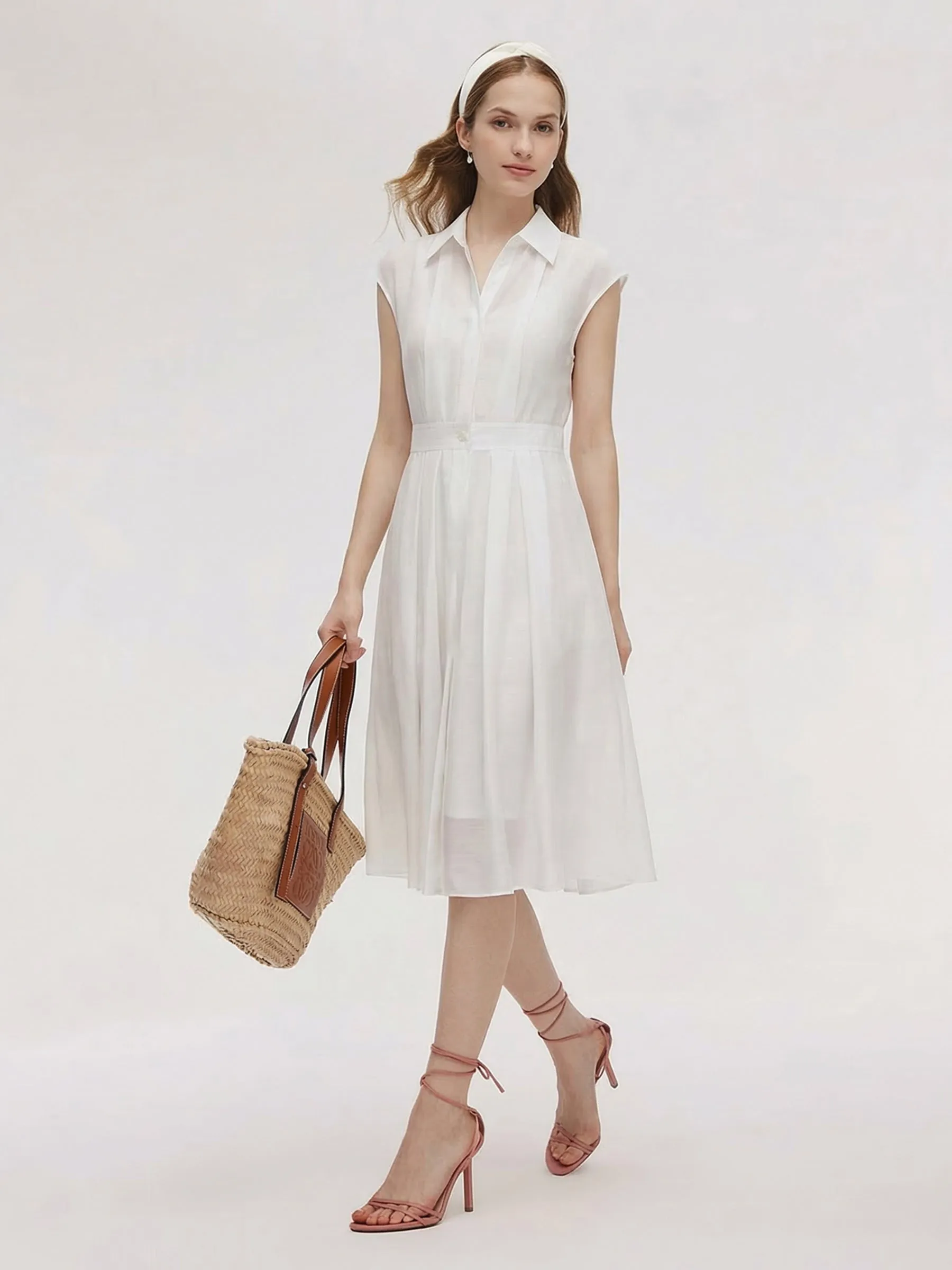 Tencel Acetate Blend Women Midi Shirt Dress sold by Goelia product image thumbnail 4