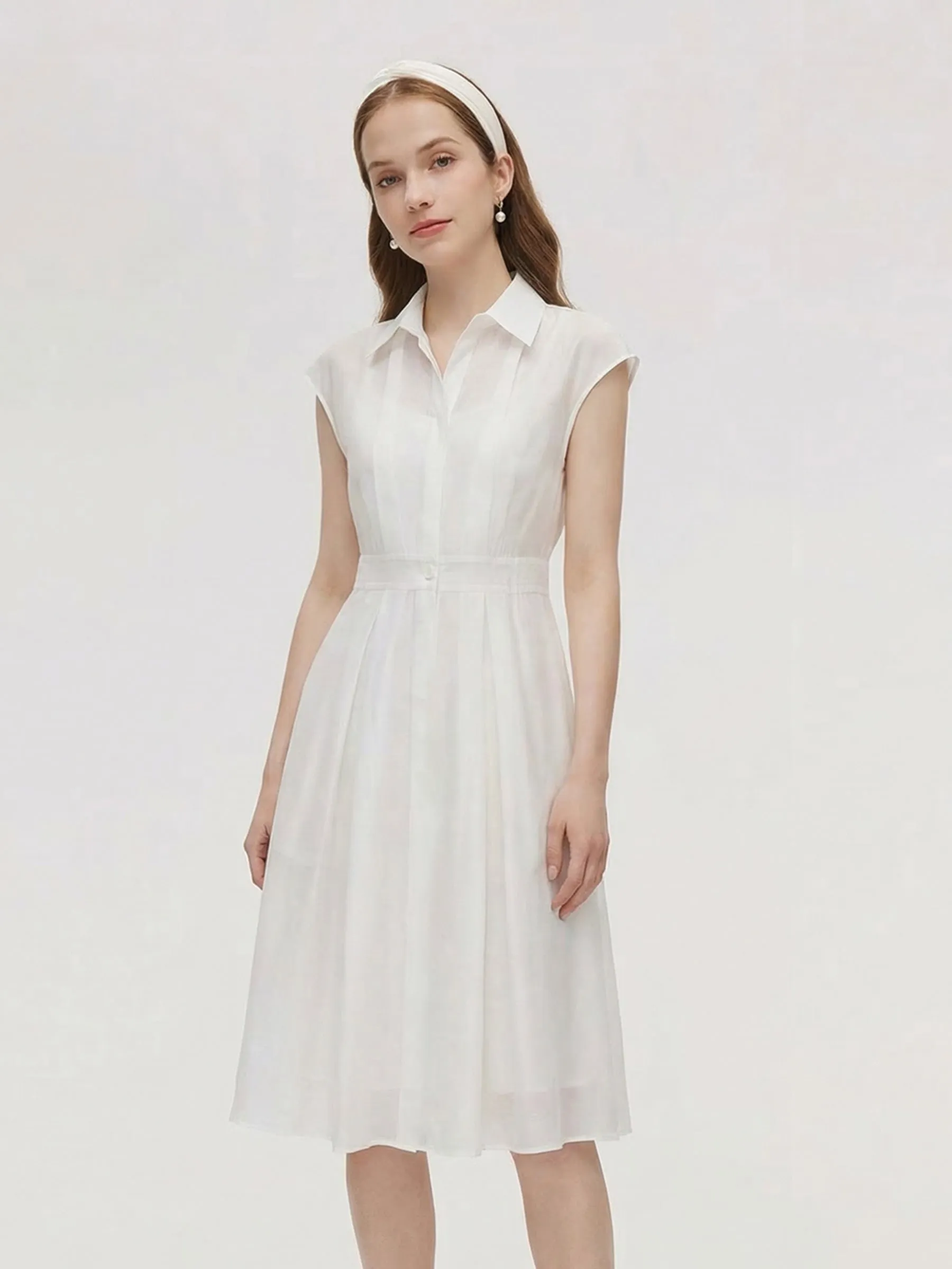 Tencel Acetate Blend Women Midi Shirt Dress sold by Goelia product image thumbnail 2