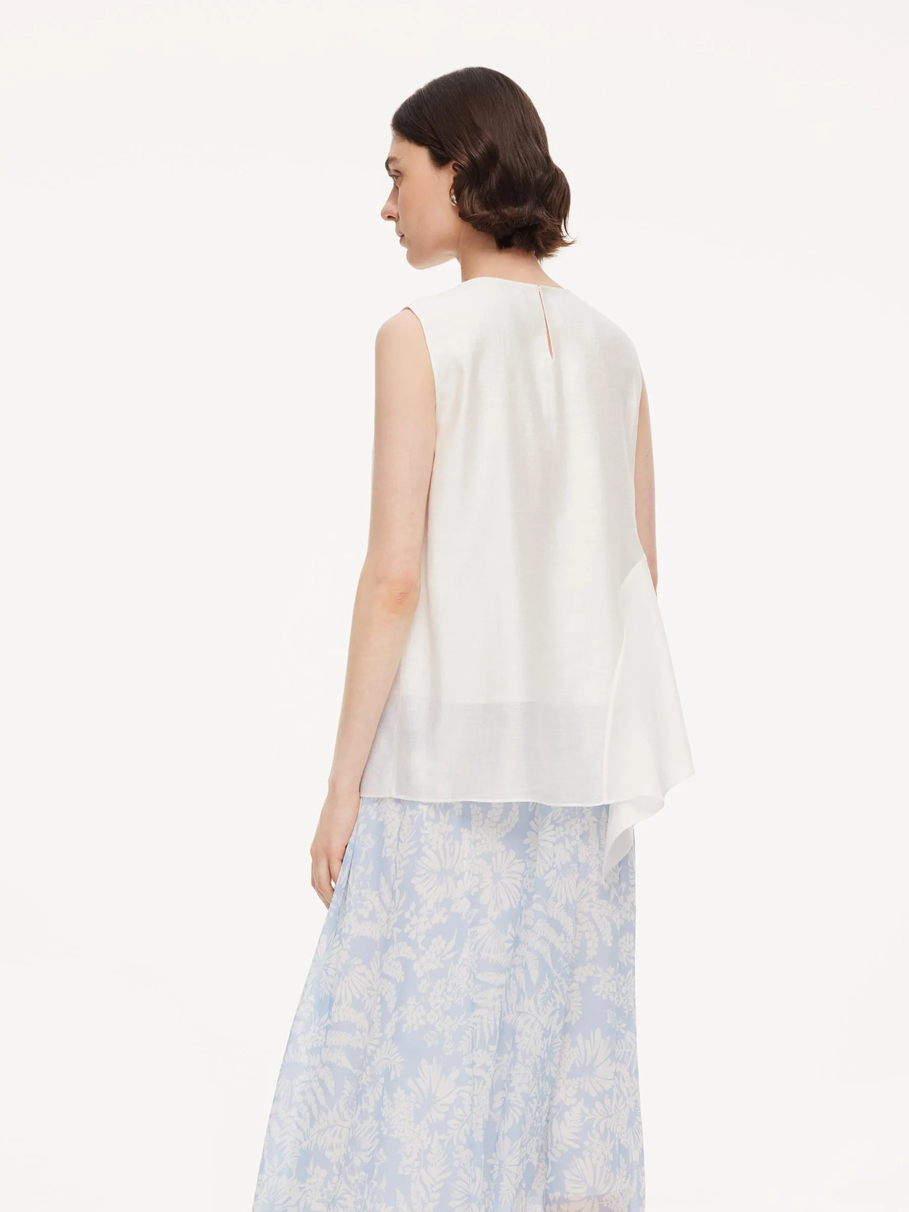Lyocell Acetate Blend Ruffle-Detail Women Tank Top sold by Goelia product image thumbnail 3