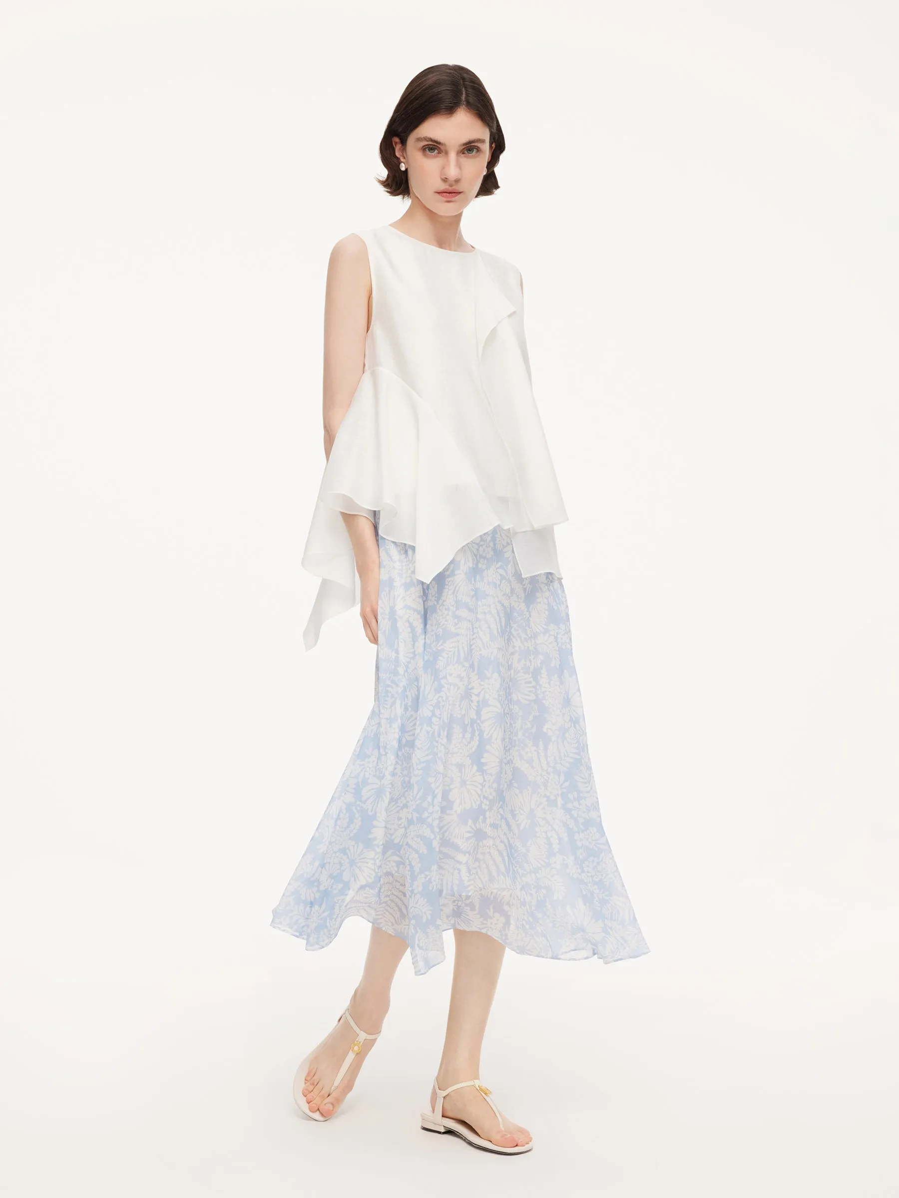 Lyocell Acetate Blend Ruffle-Detail Women Tank Top sold by Goelia product image thumbnail 2