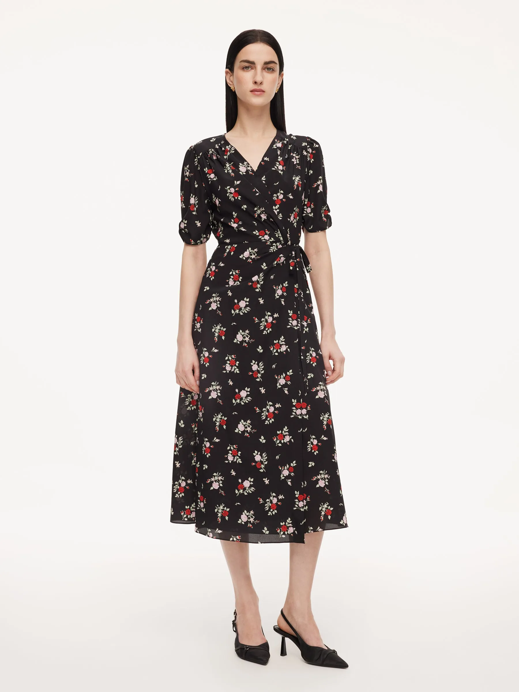 16MM Mulberry Silk Floral Print Women Maxi Wrap Dress sold by Goelia product image thumbnail 2