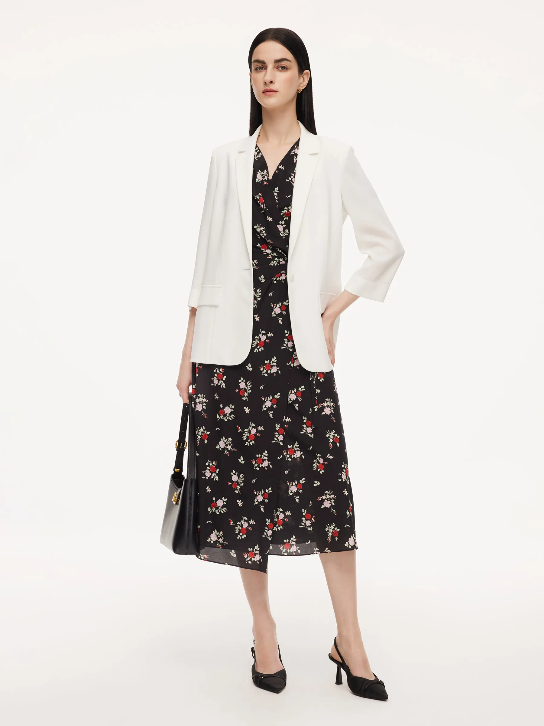 16MM Mulberry Silk Floral Print Women Maxi Wrap Dress sold by Goelia product image thumbnail 4