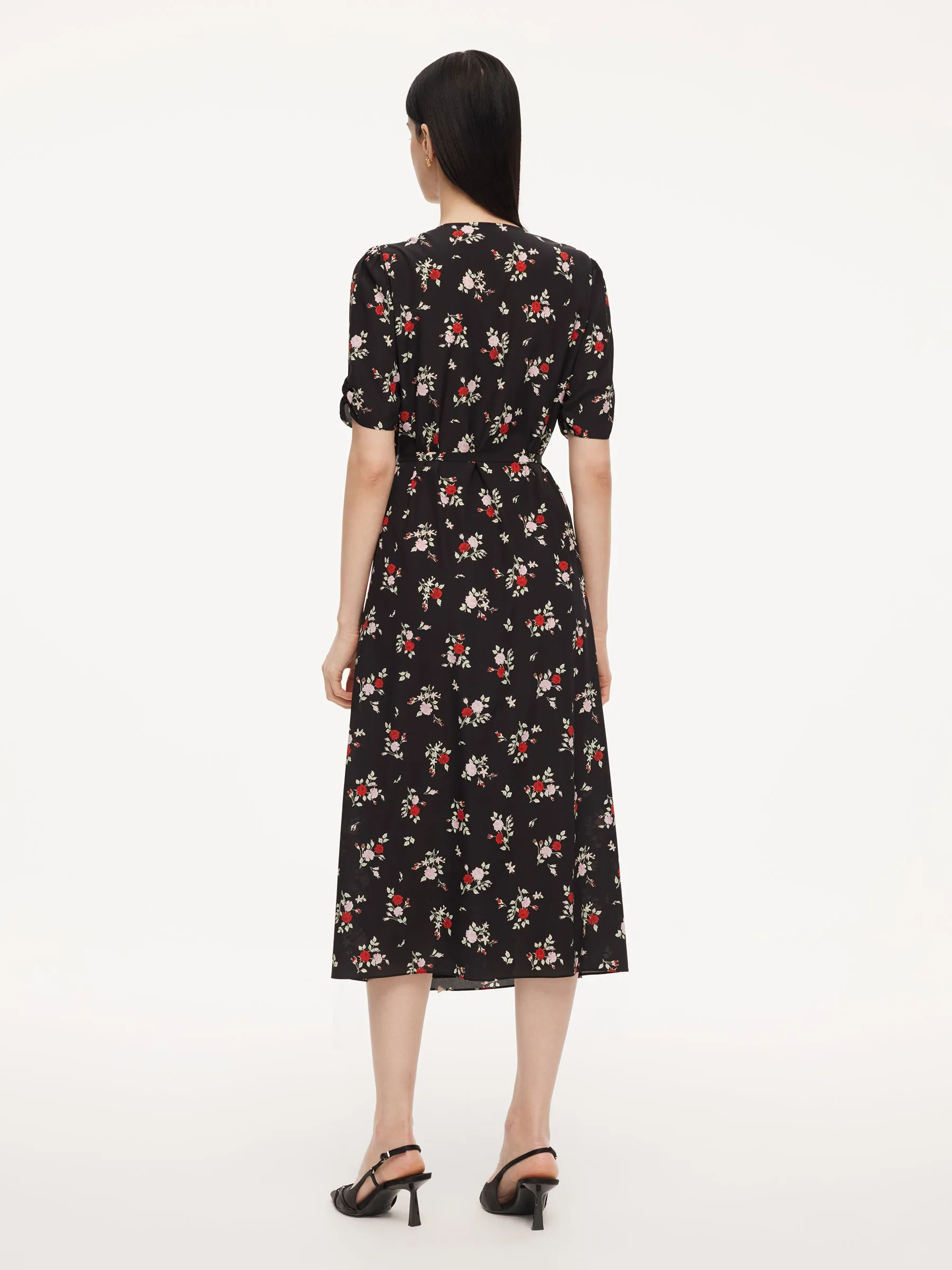 16MM Mulberry Silk Floral Print Women Maxi Wrap Dress sold by Goelia product image thumbnail 3