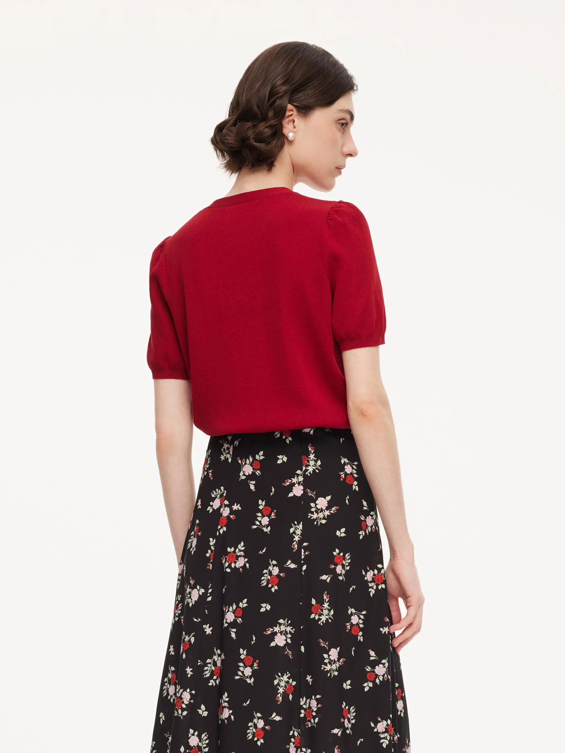 Tencel Blend Floral Embroidered Women Knit Top sold by Goelia product image thumbnail 4