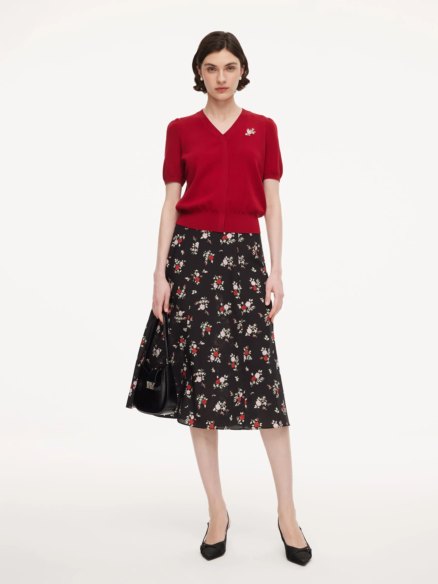 Tencel Blend Floral Embroidered Women Knit Top sold by Goelia product image thumbnail 2
