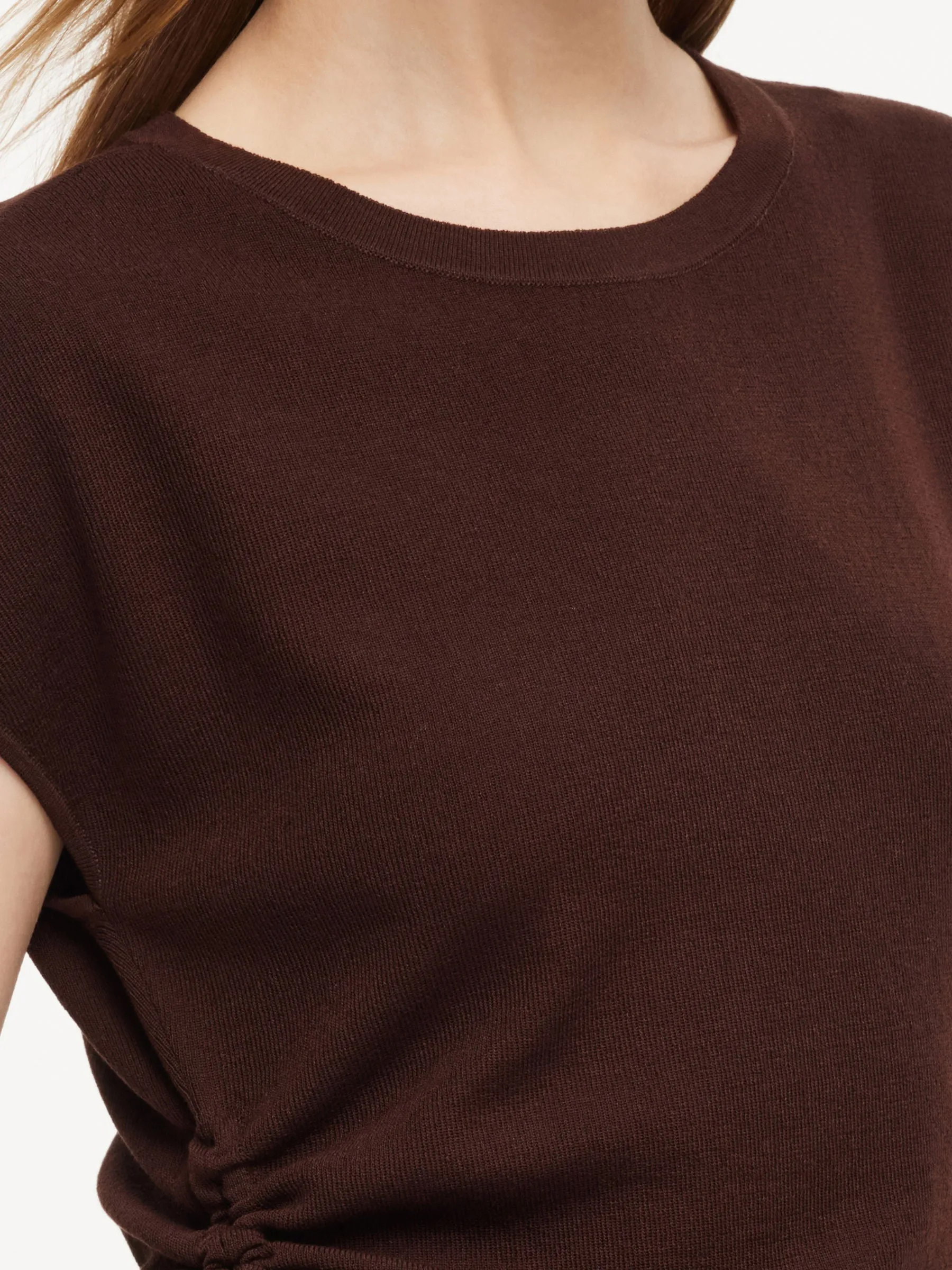 Lyocell Blend Side Drawstring Women Asymmetric Knit Top sold by Goelia product image thumbnail 5