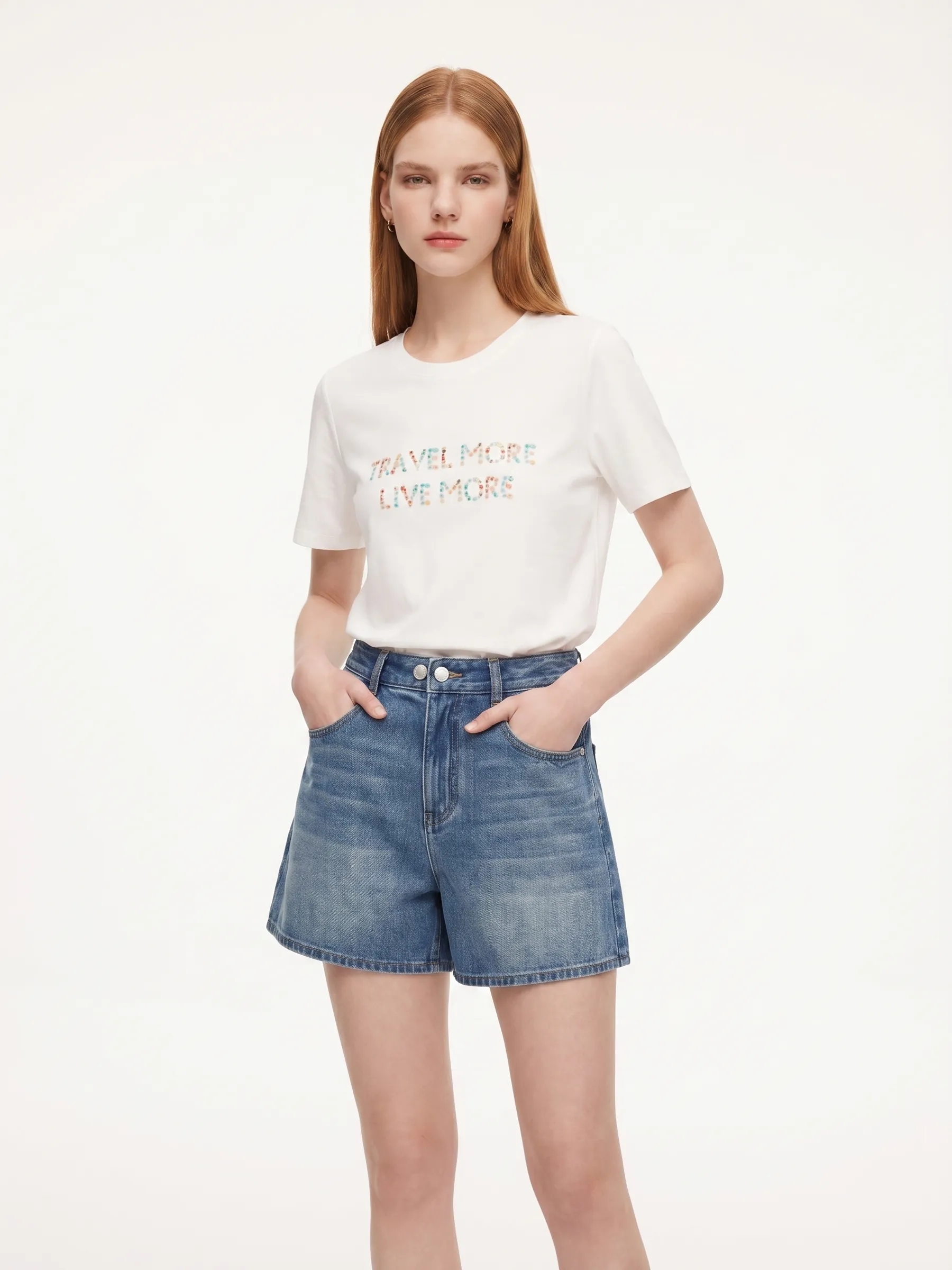 100% Cotton Denim A-Line Women Shorts sold by Goelia product image thumbnail 2
