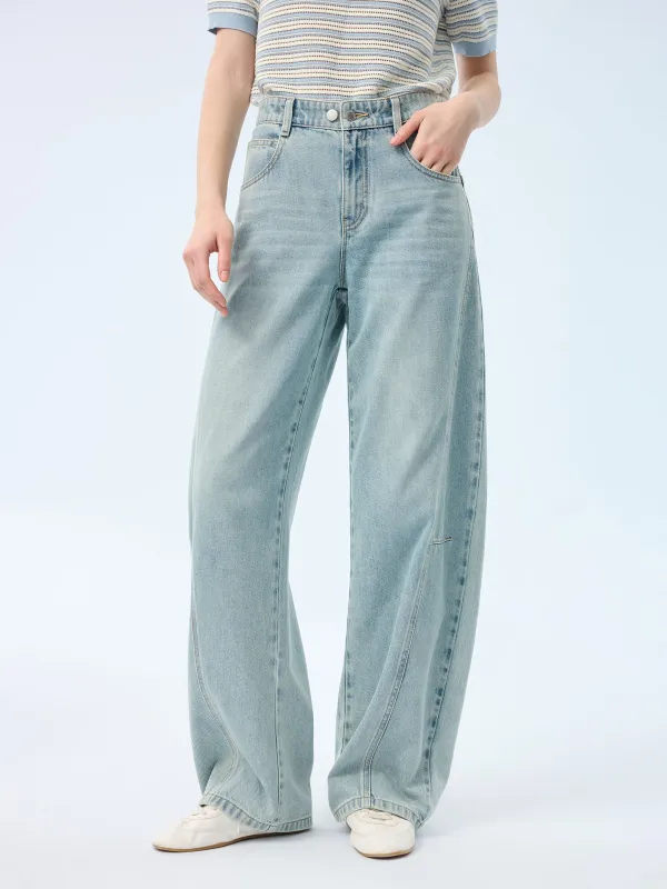 100% Cotton Denim Women Curved Jeans made by Goelia