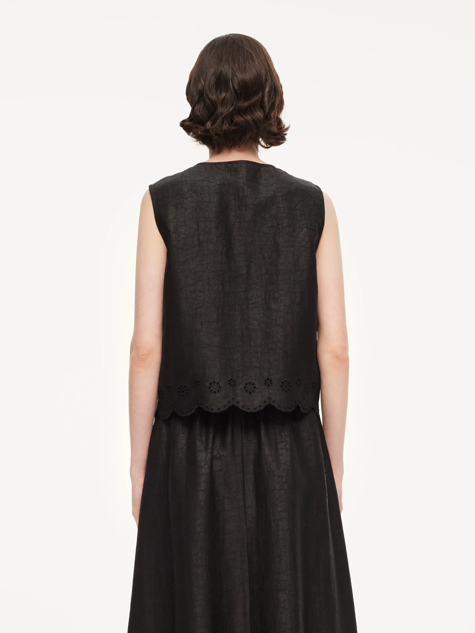 18MM Gambiered Canton Gauze Women Embroidered Hem Vest sold by Goelia product image thumbnail 4