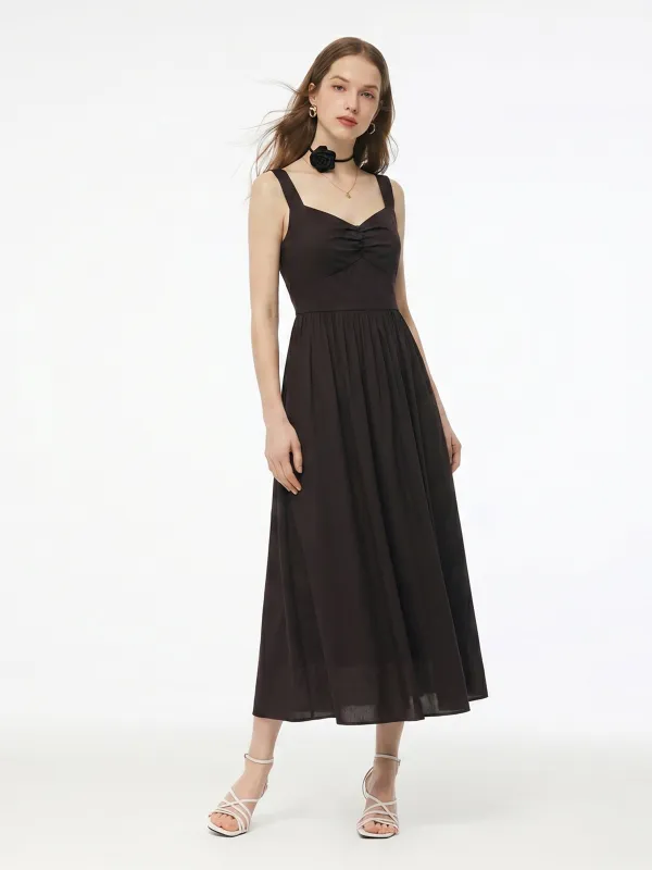 Cotton Sleeveless Women Maxi Dress With Detachable Chest Pads And Floral Choker made by Goelia