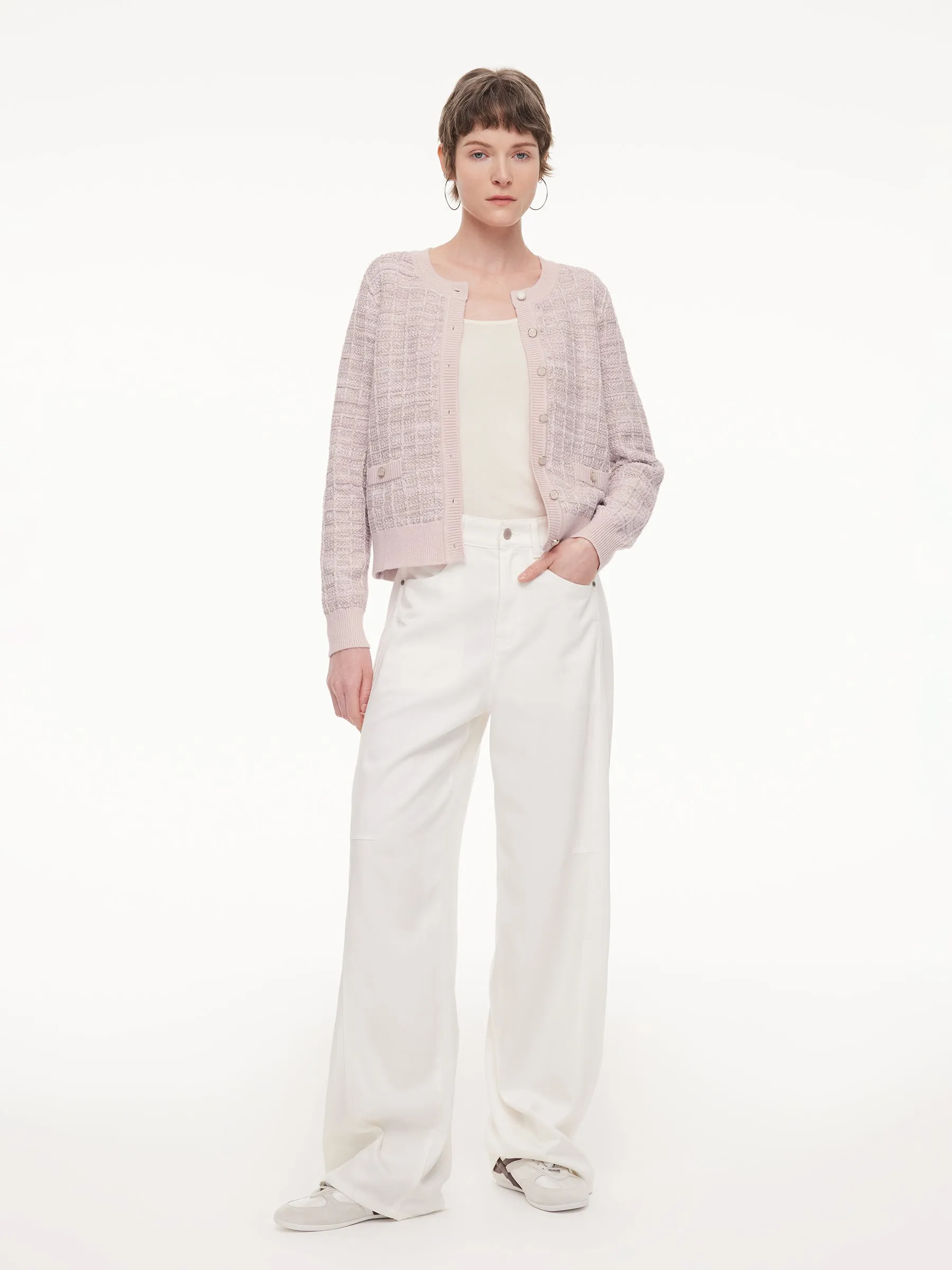 Textured Round Neck Women Stretchy Cardigan sold by Goelia product image thumbnail 3