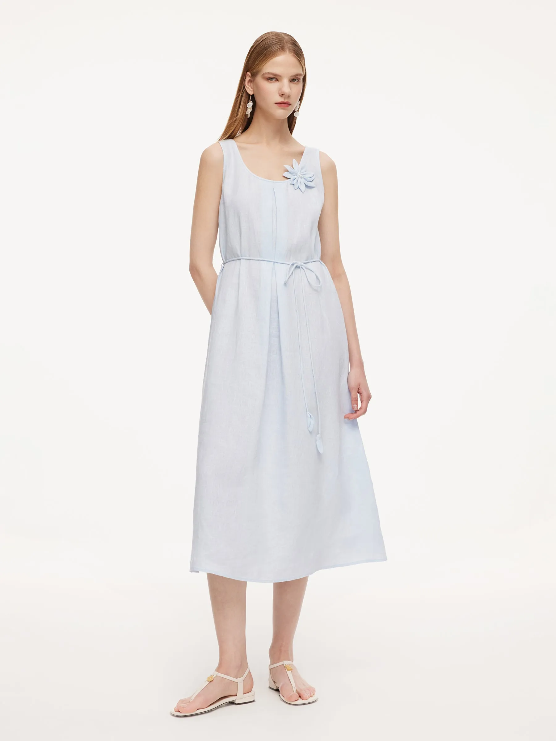 100% Linen Women Sleeveless Maxi Dress sold by Goelia