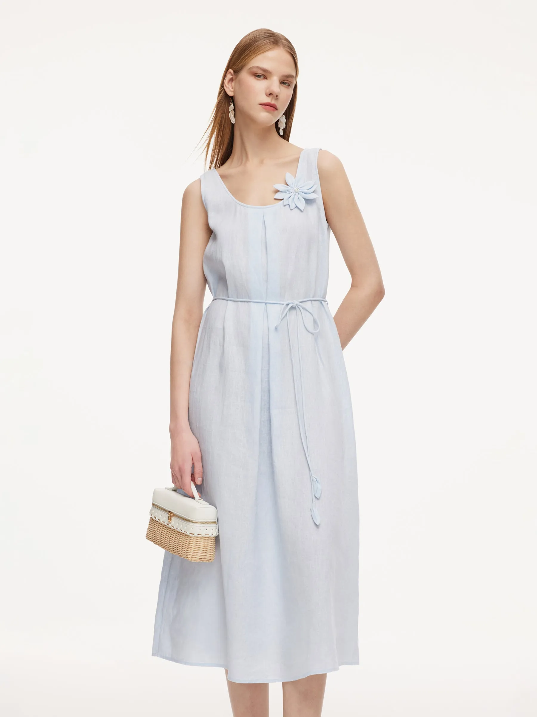 100% Linen Women Sleeveless Maxi Dress sold by Goelia product image thumbnail 3