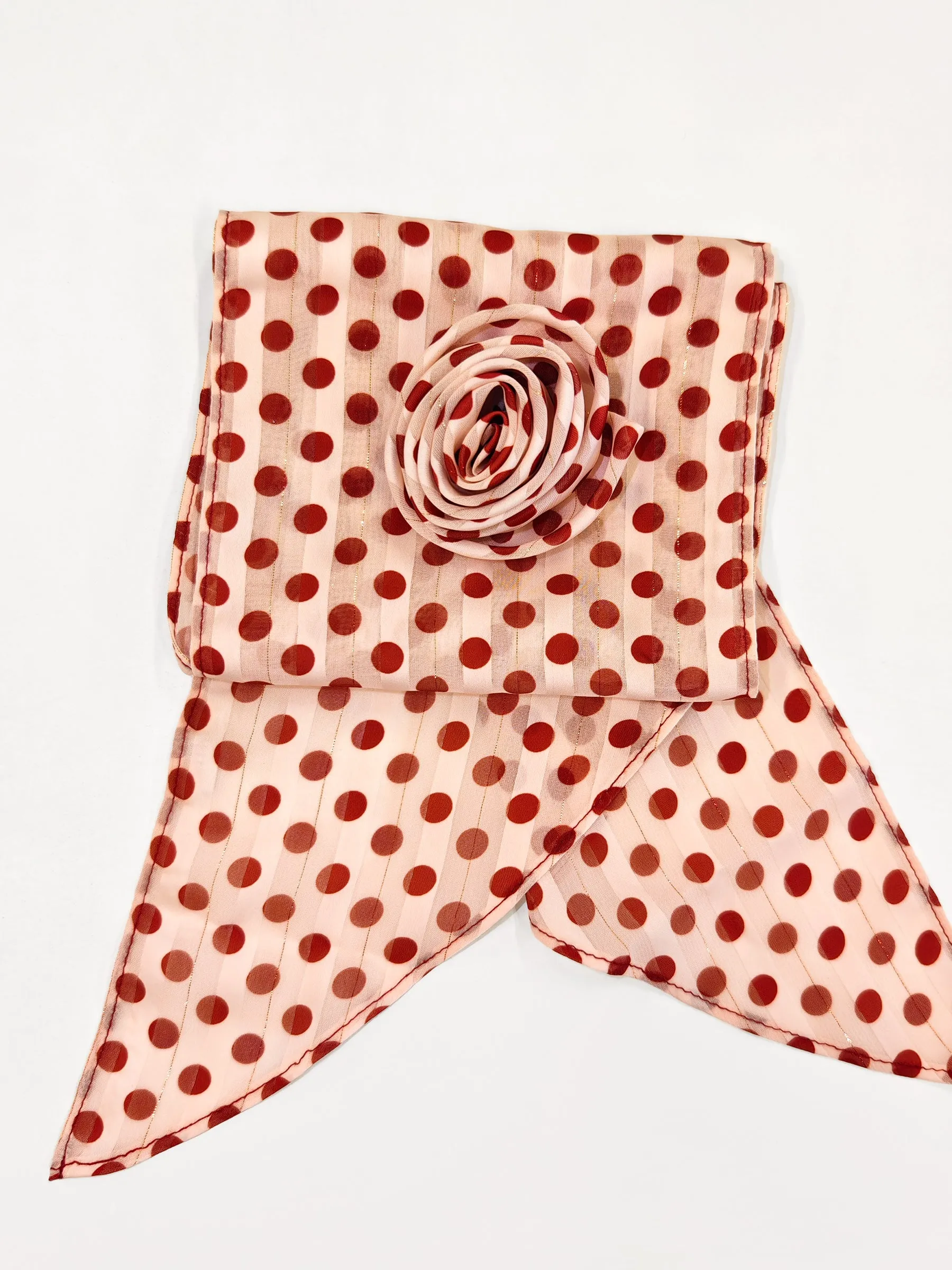 Polka Dots Scarf With Floral Clip sold by Goelia product image thumbnail 3