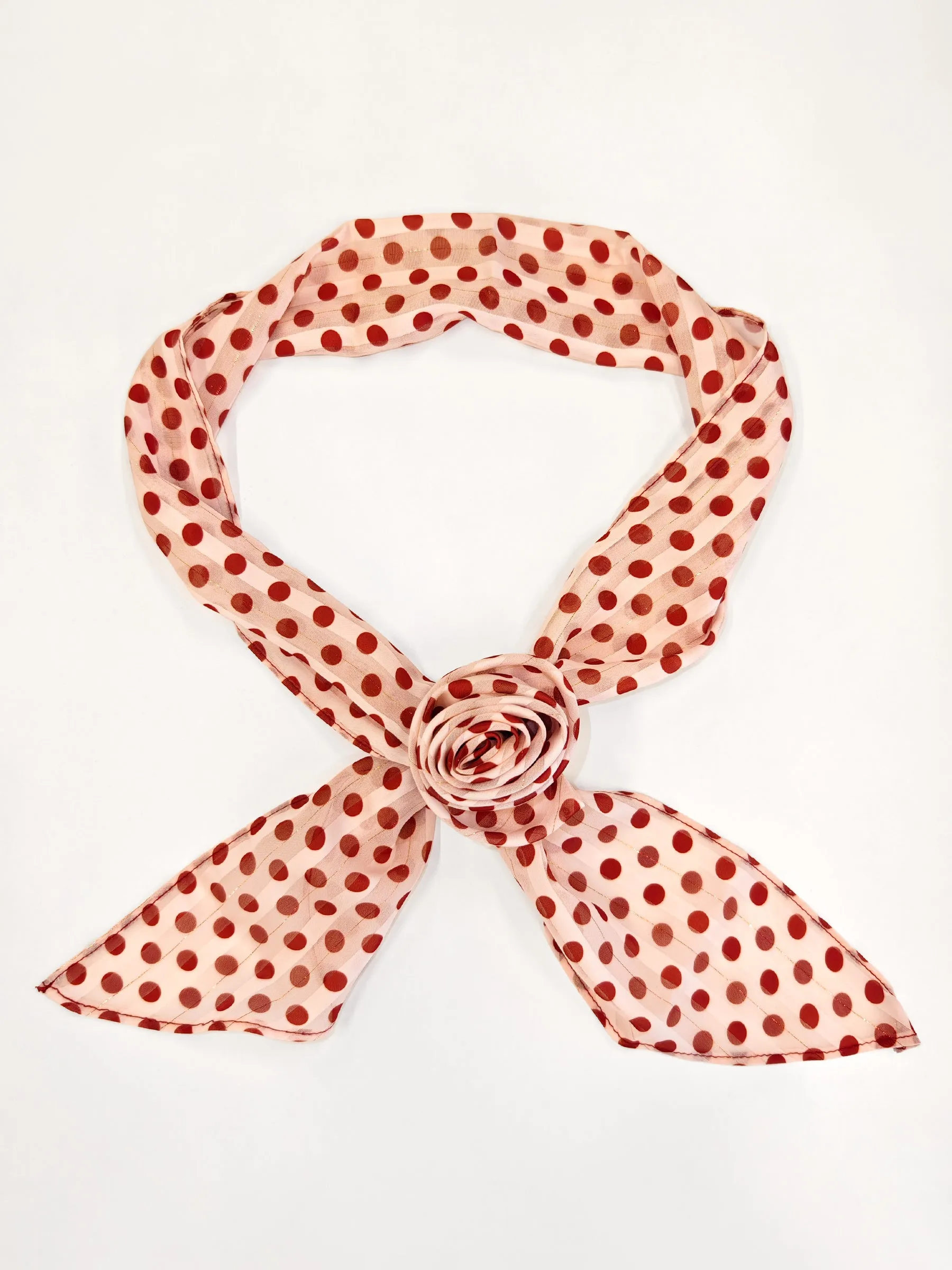 Polka Dots Scarf With Floral Clip sold by Goelia