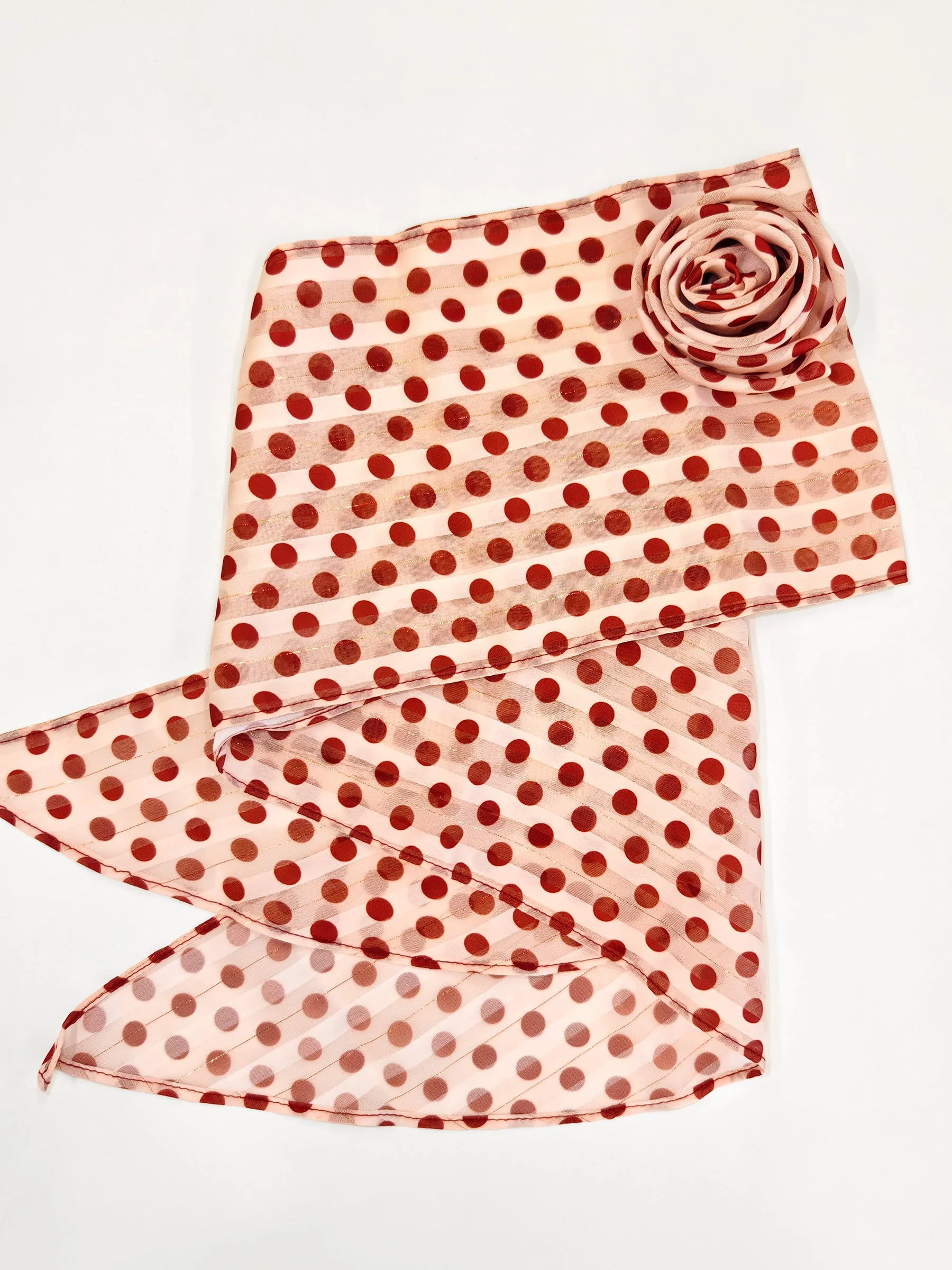 Polka Dots Scarf With Floral Clip sold by Goelia product image thumbnail 2
