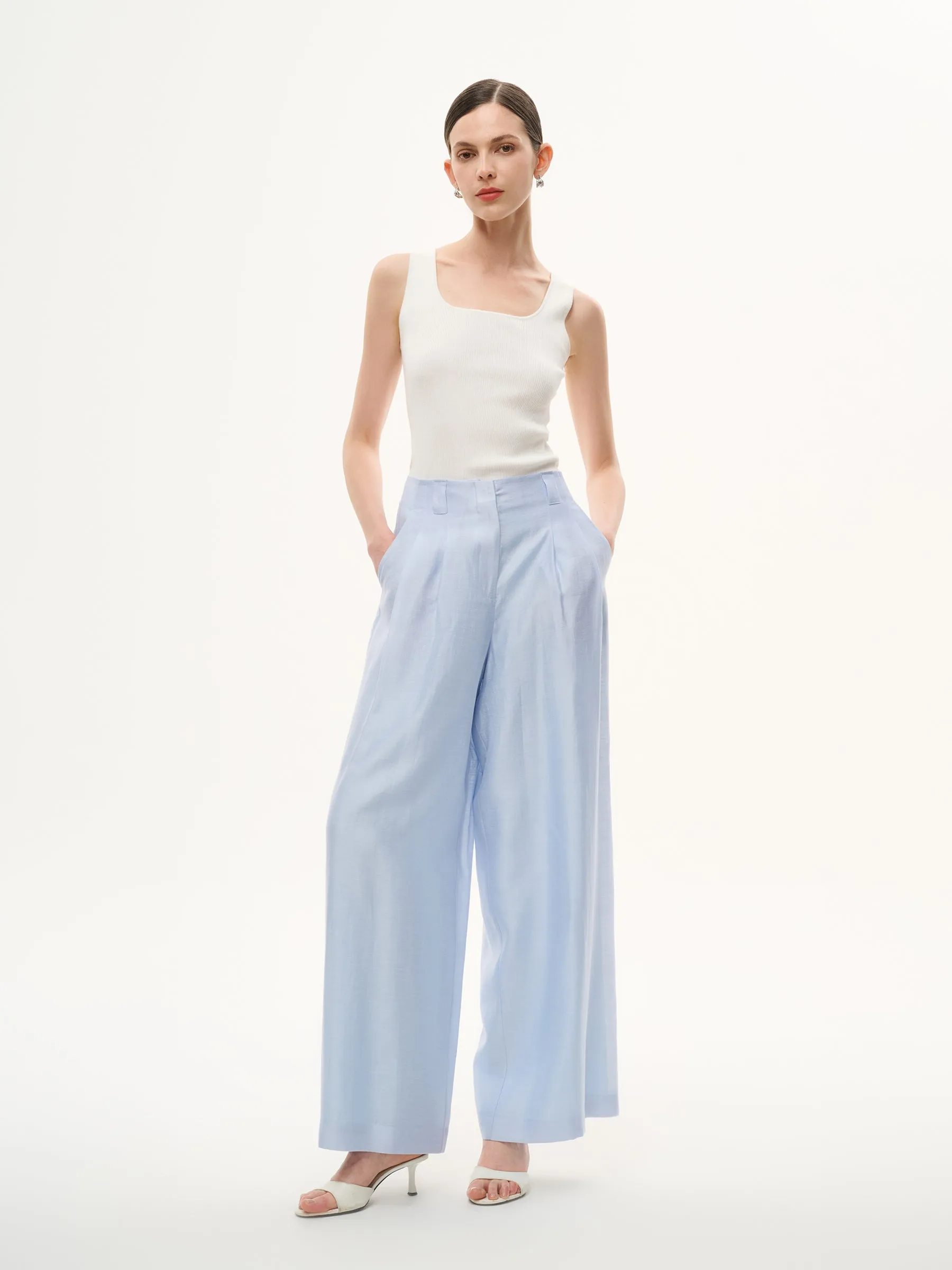 Tencel Acetate Linen Blend Women Straight Leg Pants sold by Goelia product image thumbnail 2